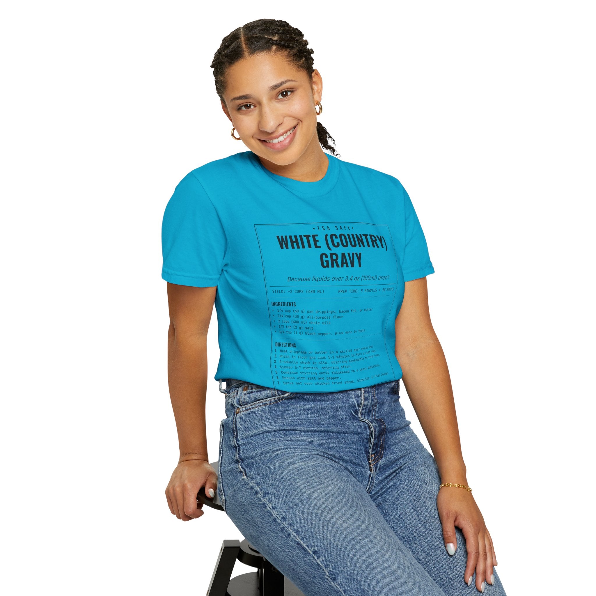 White Country Gravy | Vintage Recipe Card T-Shirt — Black Ink