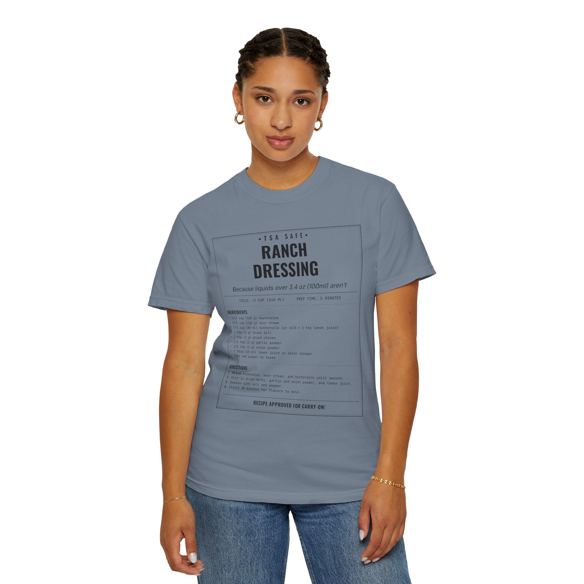 TSA-Safe Ranch Dressing | Vintage Recipe Card T-Shirt — Black Ink