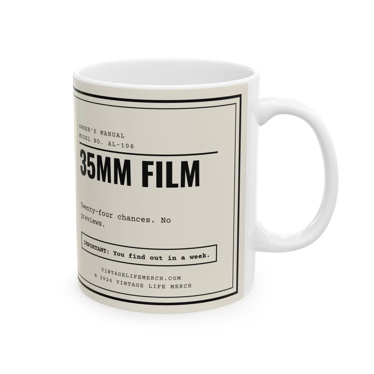 35mm Film Owner's Manual Mug | Retro Analog Life Coffee Mug