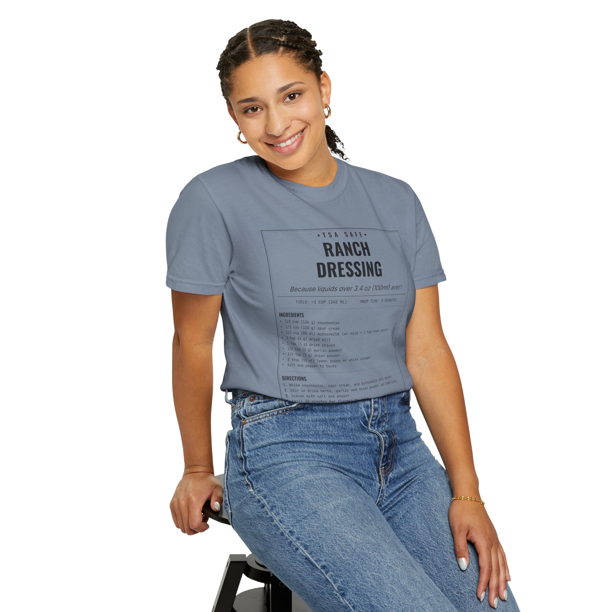 TSA-Safe Ranch Dressing | Vintage Recipe Card T-Shirt — Black Ink