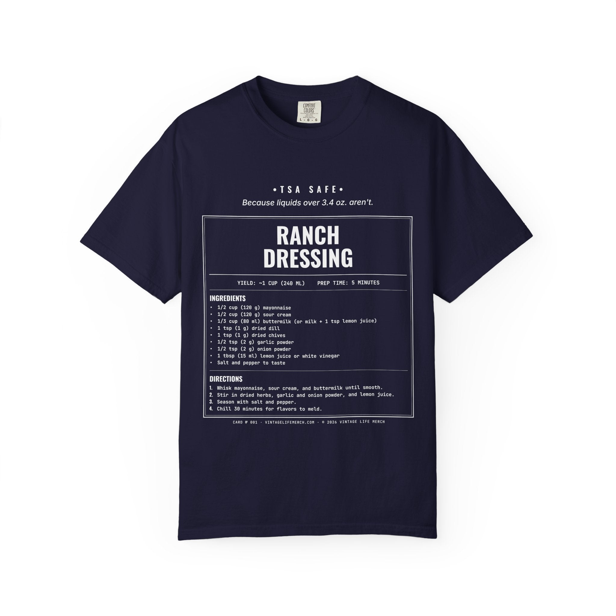 Ranch Dressing Recipe Shirt | TSA Safe Vintage Tee