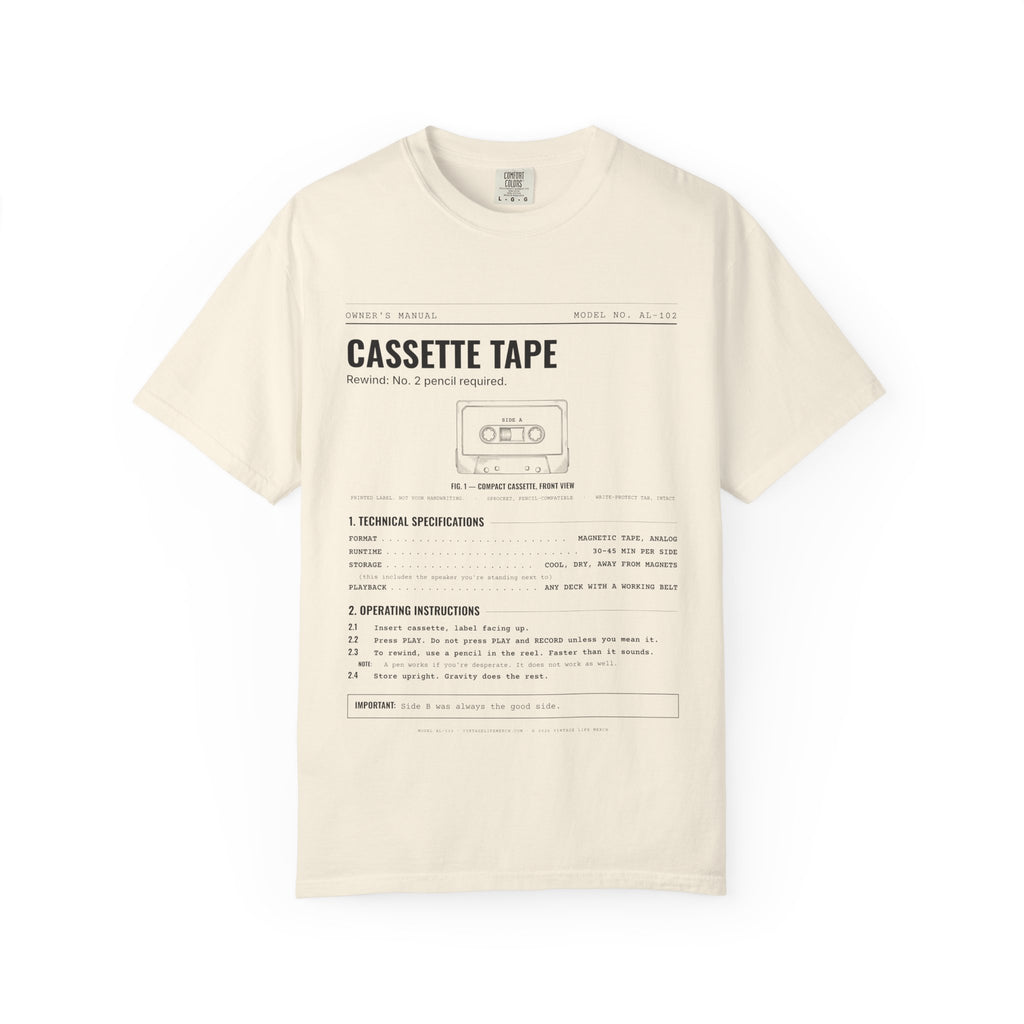 Cassette Tape Spec Sheet Shirt | Analog Life Vintage Tee in Ivory