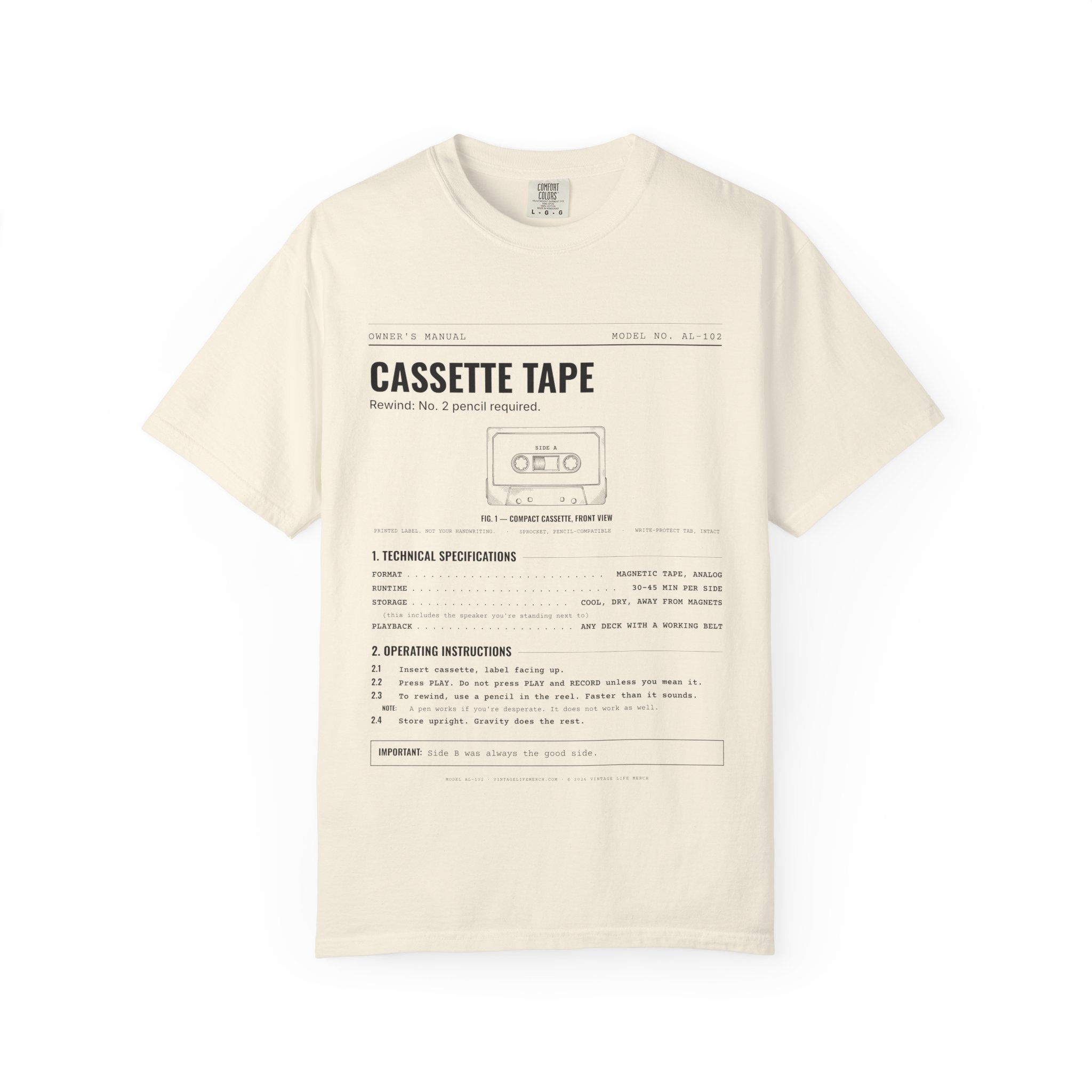 Cassette Tape Spec Sheet Shirt | Analog Life Vintage Tee in Ivory