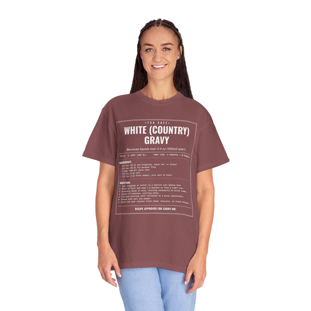White Country Gravy | Vintage Recipe Card T-Shirt — White Ink