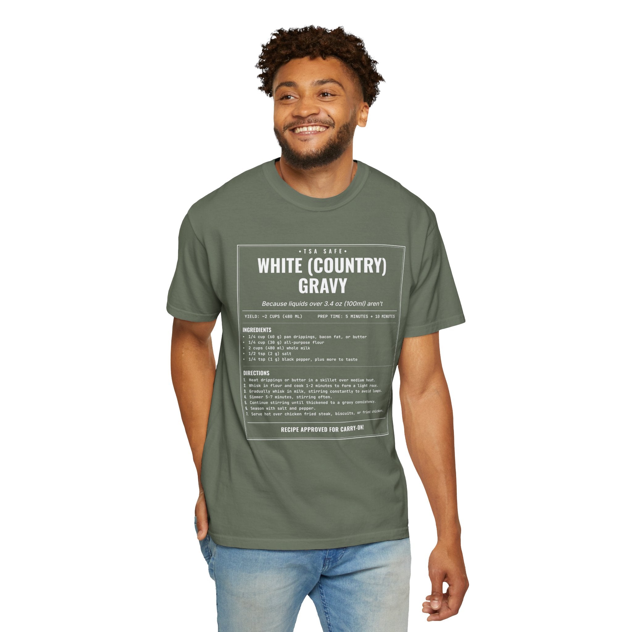 White Country Gravy | Vintage Recipe Card T-Shirt — White Ink