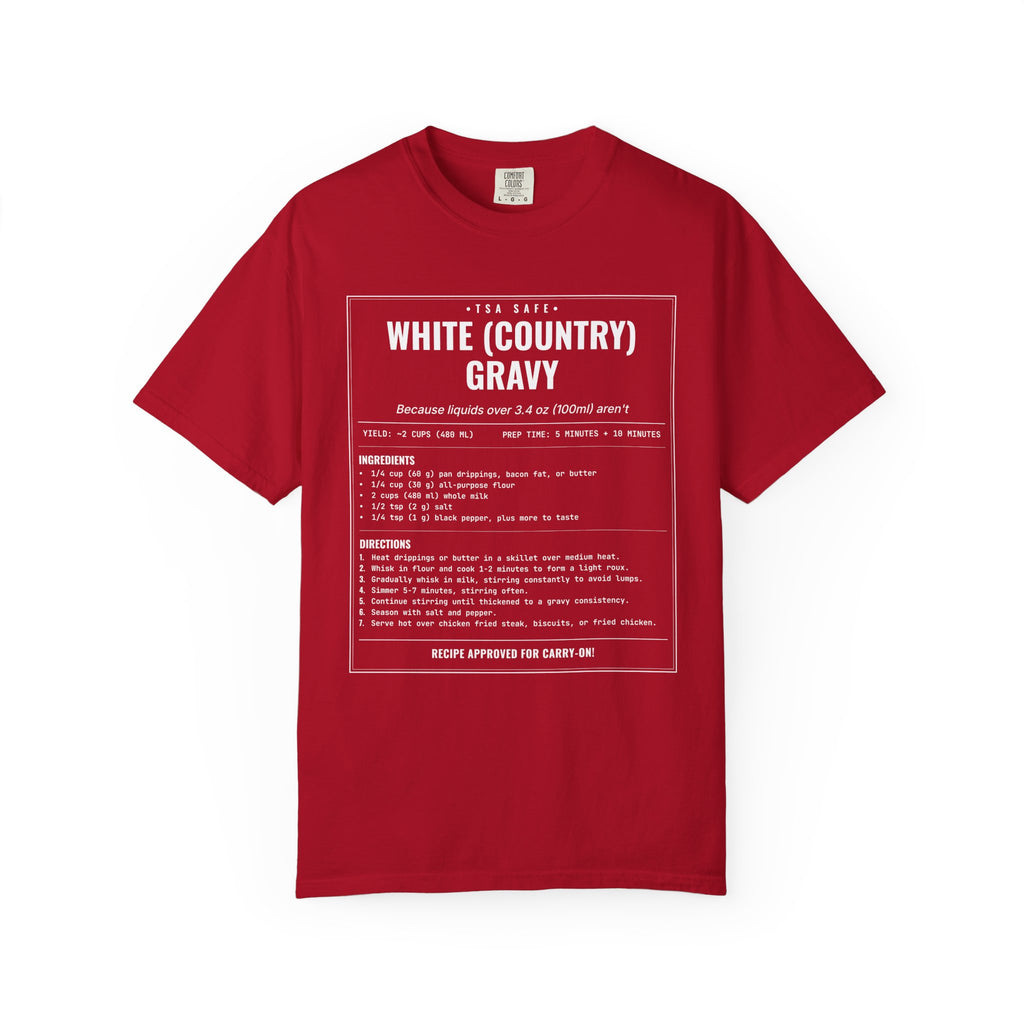 White Country Gravy | Vintage Recipe Card T-Shirt — White Ink