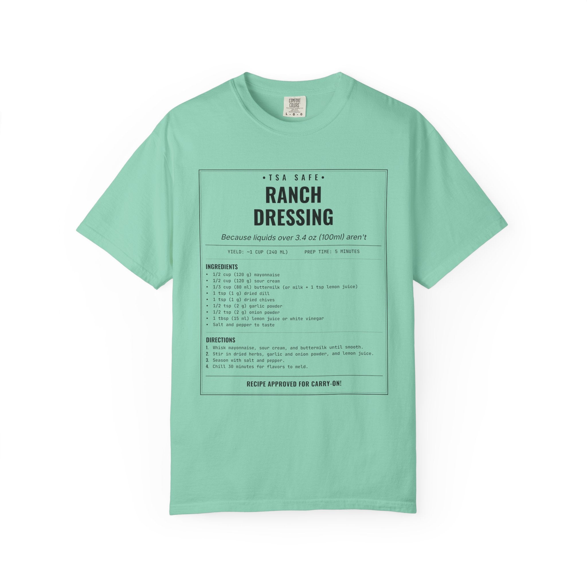 TSA-Safe Ranch Dressing | Vintage Recipe Card T-Shirt — Black Ink