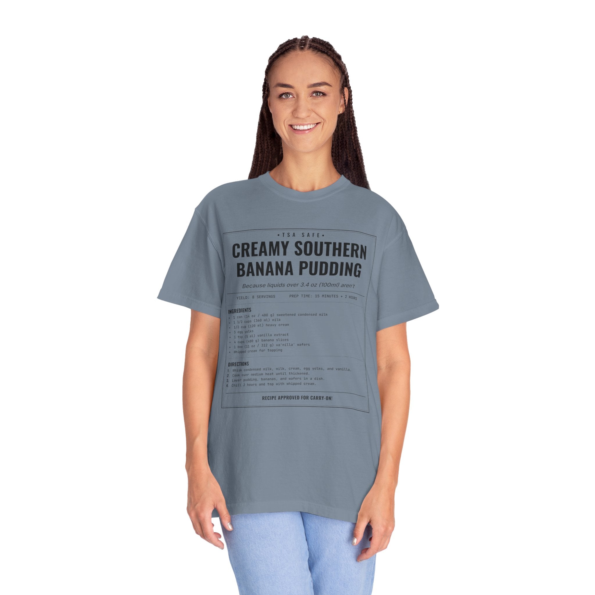 Creamy Southern Banana Pudding | Vintage Recipe Card T-Shirt — Black Ink