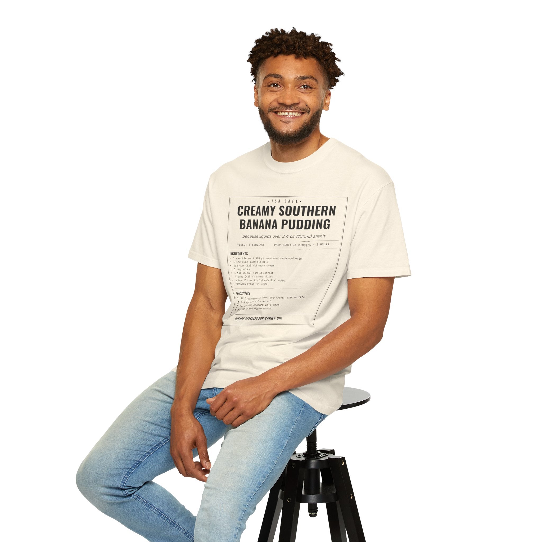 Creamy Southern Banana Pudding | Vintage Recipe Card T-Shirt — Black Ink