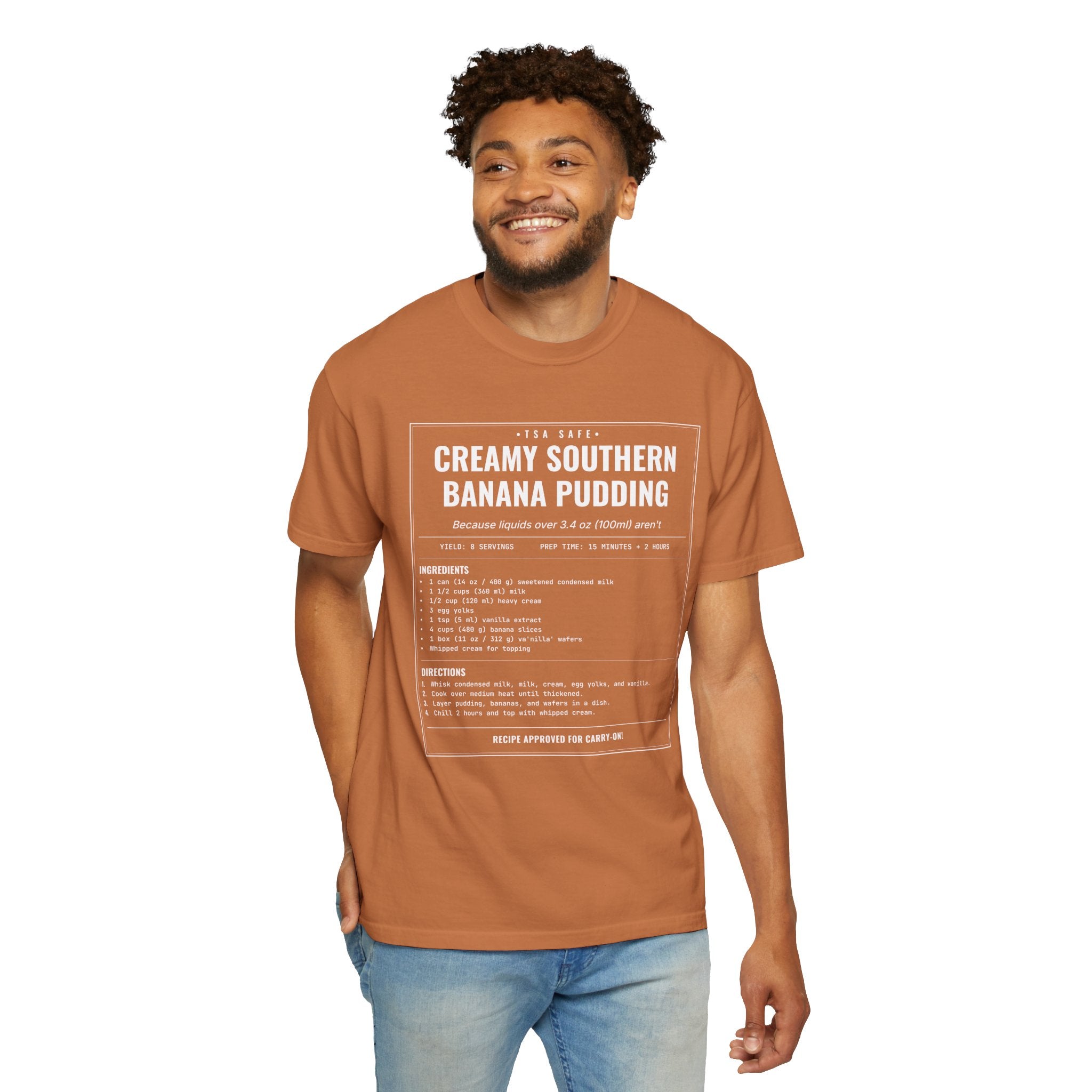 Creamy Southern Banana Pudding | Vintage Recipe Card T-Shirt — White Ink
