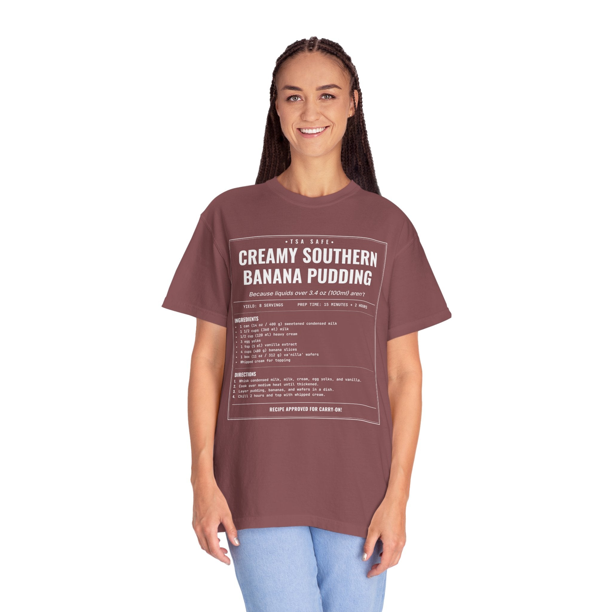 Creamy Southern Banana Pudding | Vintage Recipe Card T-Shirt — White Ink