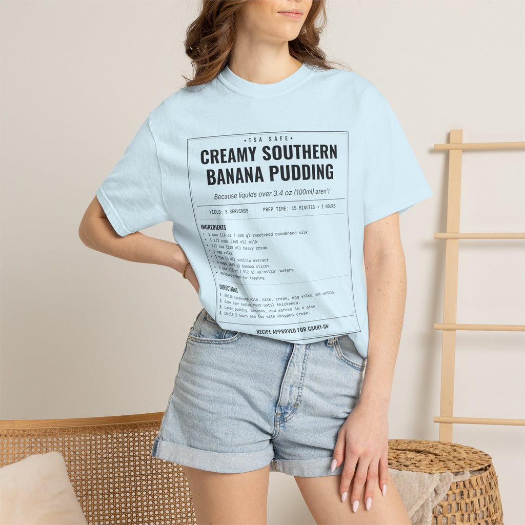 Creamy Southern Banana Pudding | Vintage Recipe Card T-Shirt — Black Ink