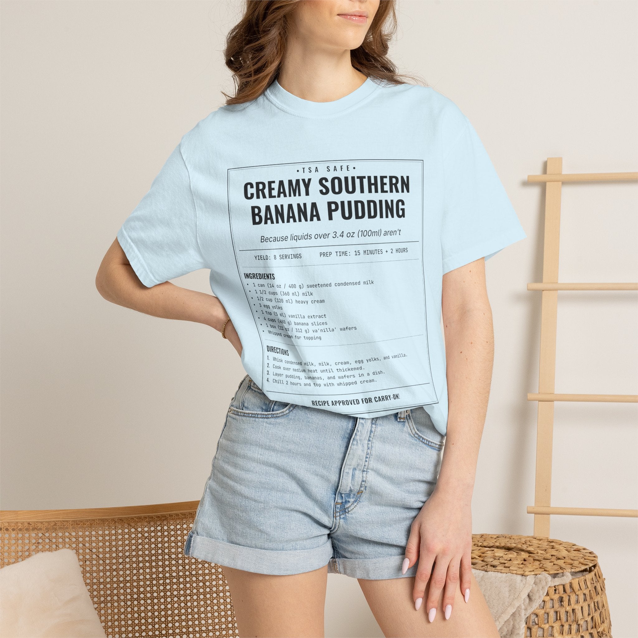 Creamy Southern Banana Pudding | Vintage Recipe Card T-Shirt — Black Ink