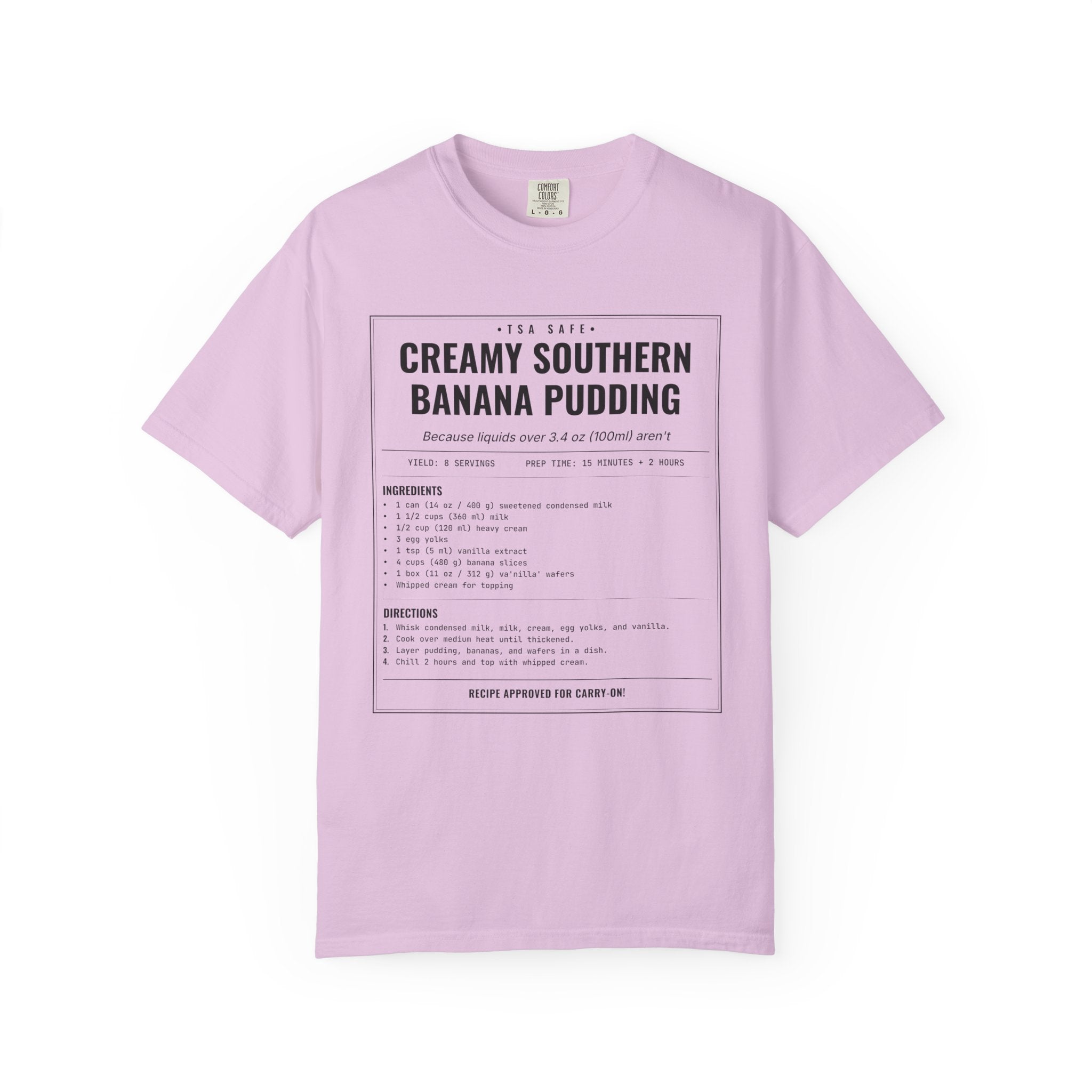 Creamy Southern Banana Pudding | Vintage Recipe Card T-Shirt — Black Ink