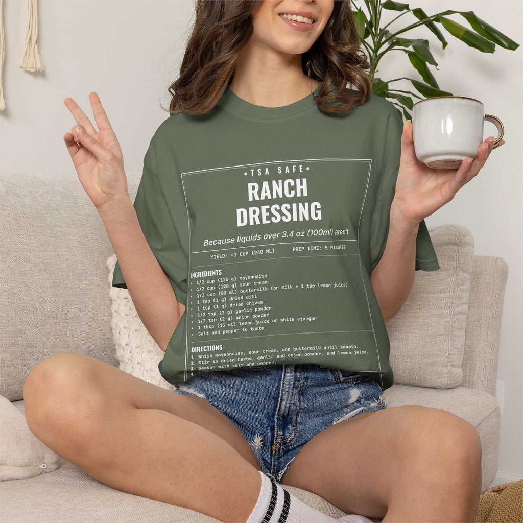 TSA-Safe Ranch Dressing | Vintage Recipe Card T-Shirt — White Ink