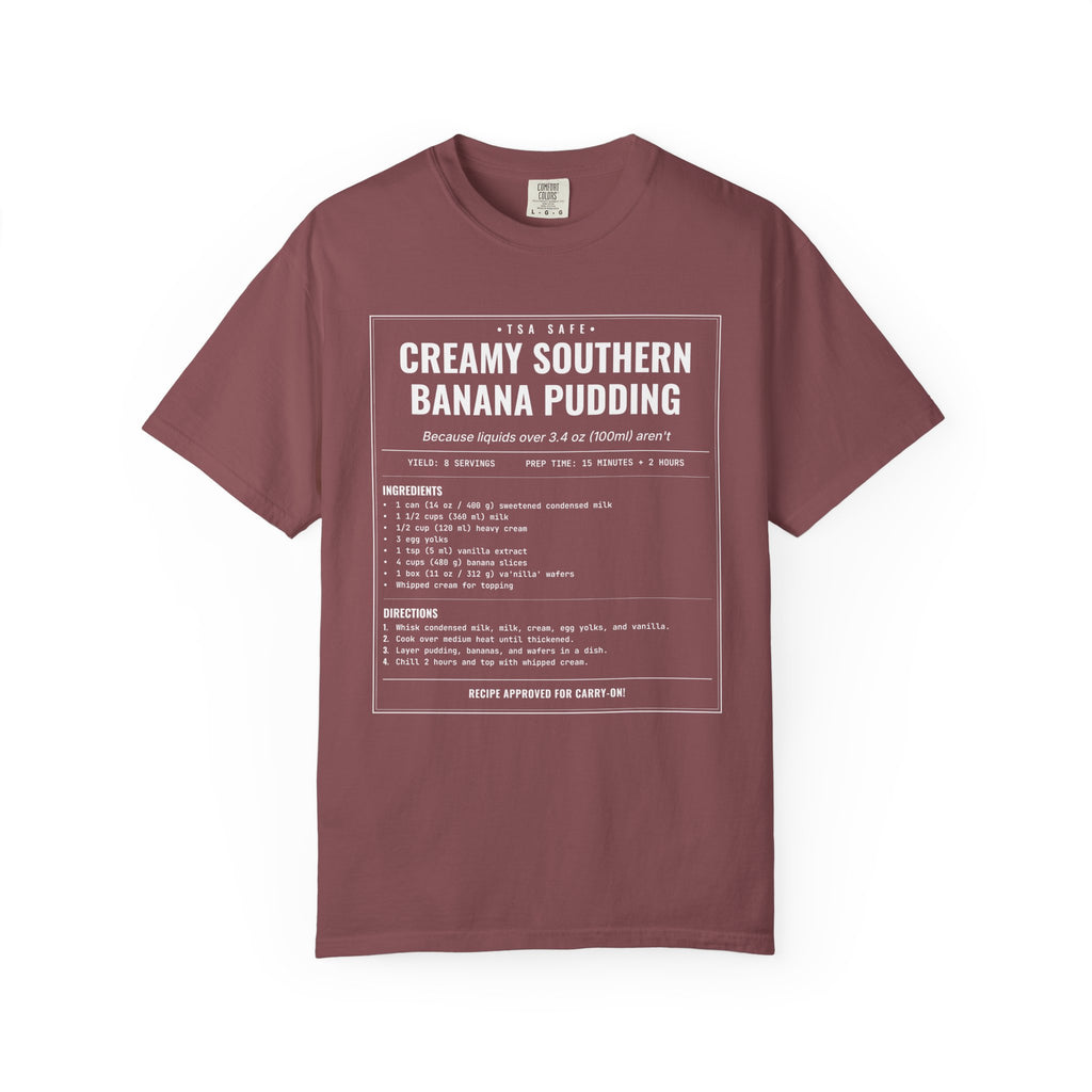 Creamy Southern Banana Pudding | Vintage Recipe Card T-Shirt — White Ink