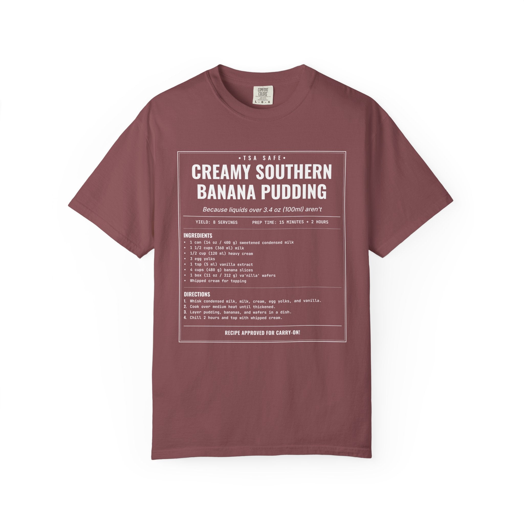 Creamy Southern Banana Pudding | Vintage Recipe Card T-Shirt — White Ink
