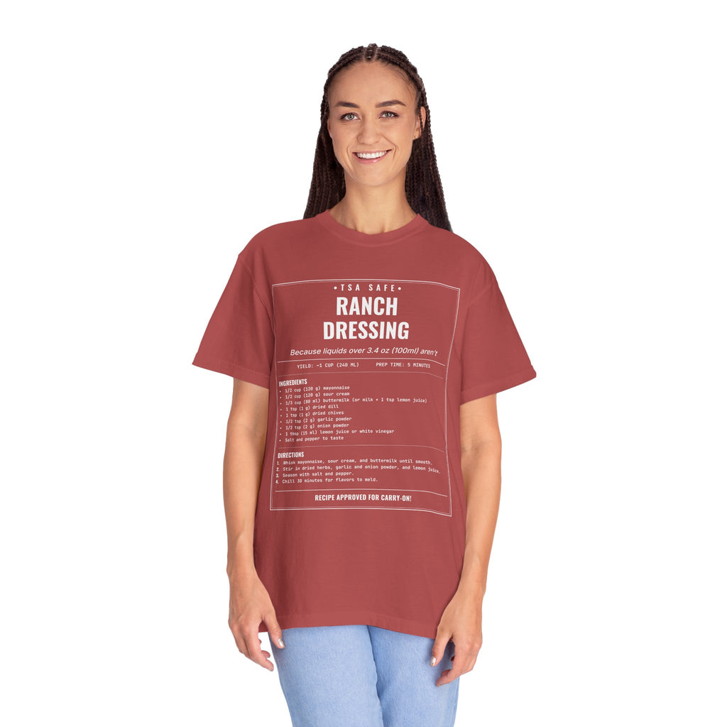TSA-Safe Ranch Dressing | Vintage Recipe Card T-Shirt — White Ink