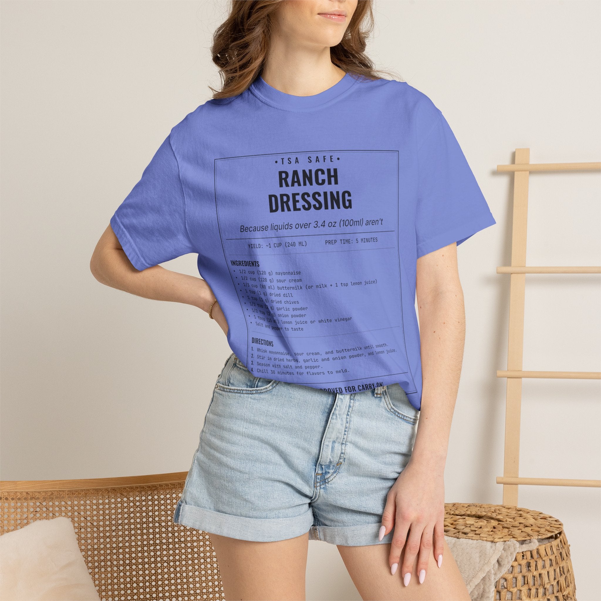 TSA-Safe Ranch Dressing | Vintage Recipe Card T-Shirt — Black Ink