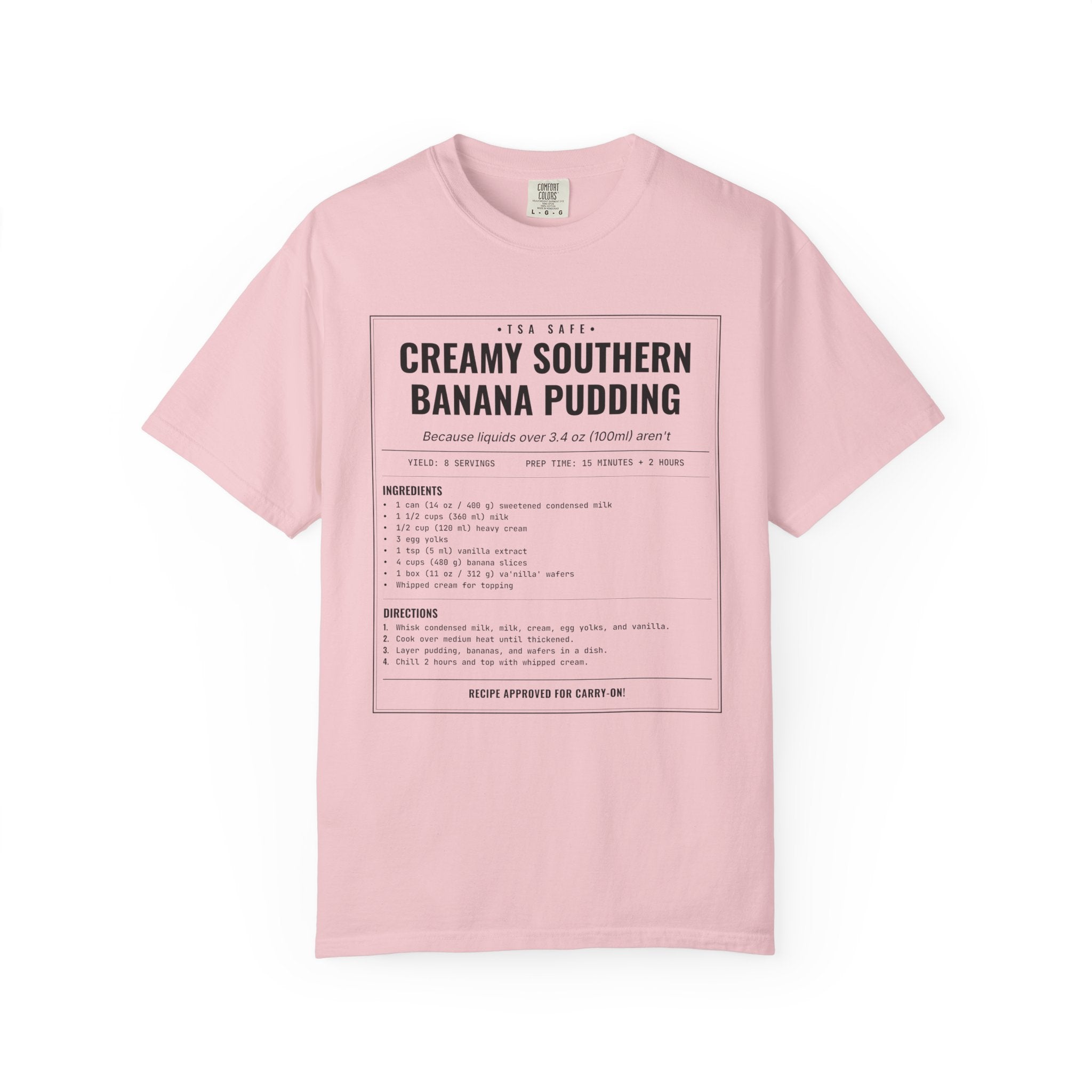 Creamy Southern Banana Pudding | Vintage Recipe Card T-Shirt — Black Ink