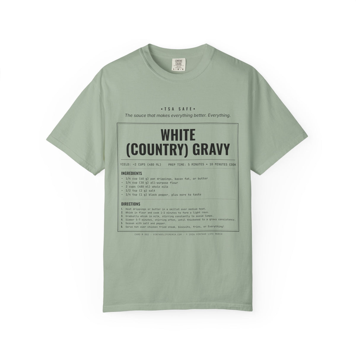 White Country Gravy Recipe Shirt | Southern Vintage Tee in Bay