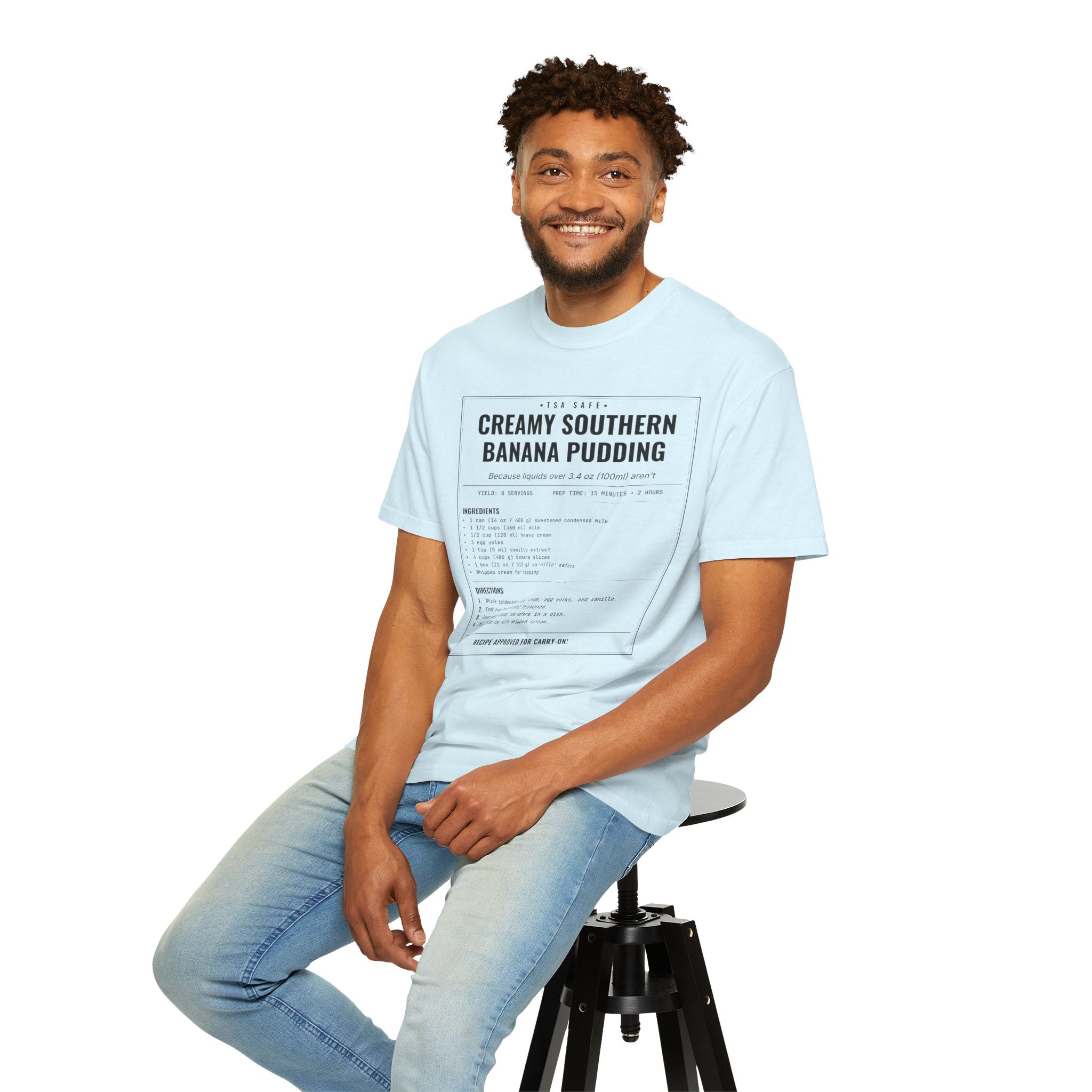 Creamy Southern Banana Pudding | Vintage Recipe Card T-Shirt — Black Ink