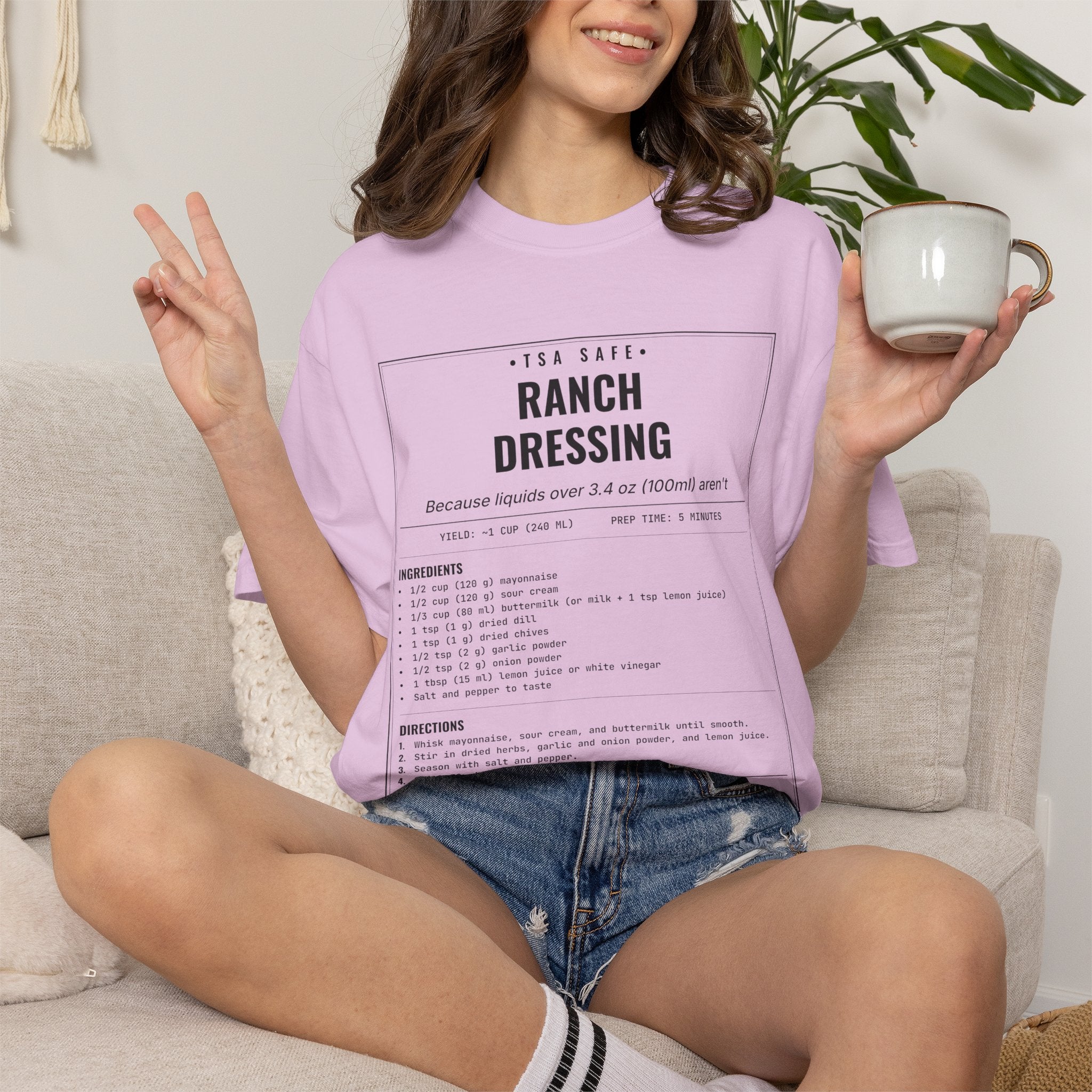 TSA-Safe Ranch Dressing | Vintage Recipe Card T-Shirt — Black Ink