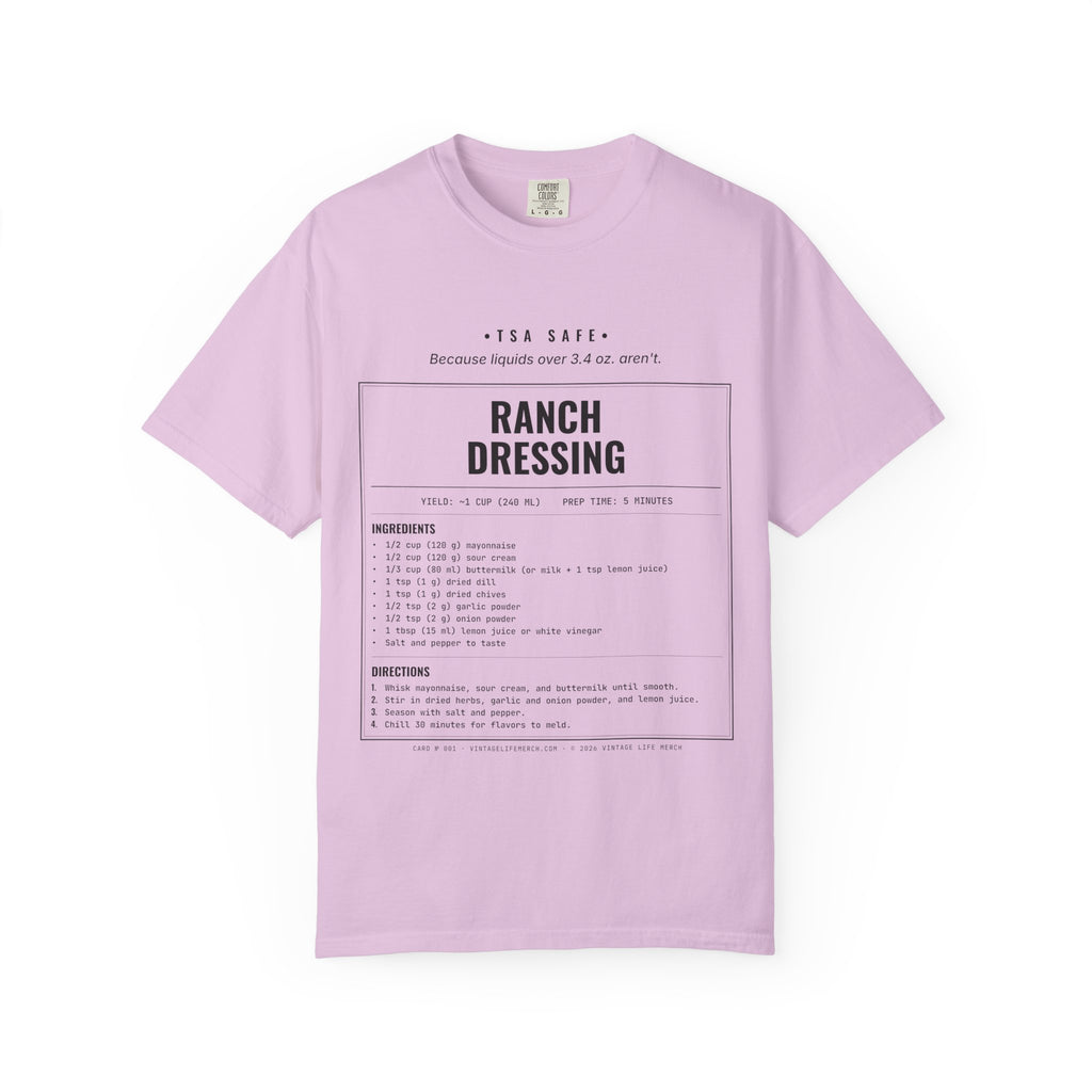 Ranch Dressing Recipe Shirt | TSA Safe Vintage Tee in Orchid
