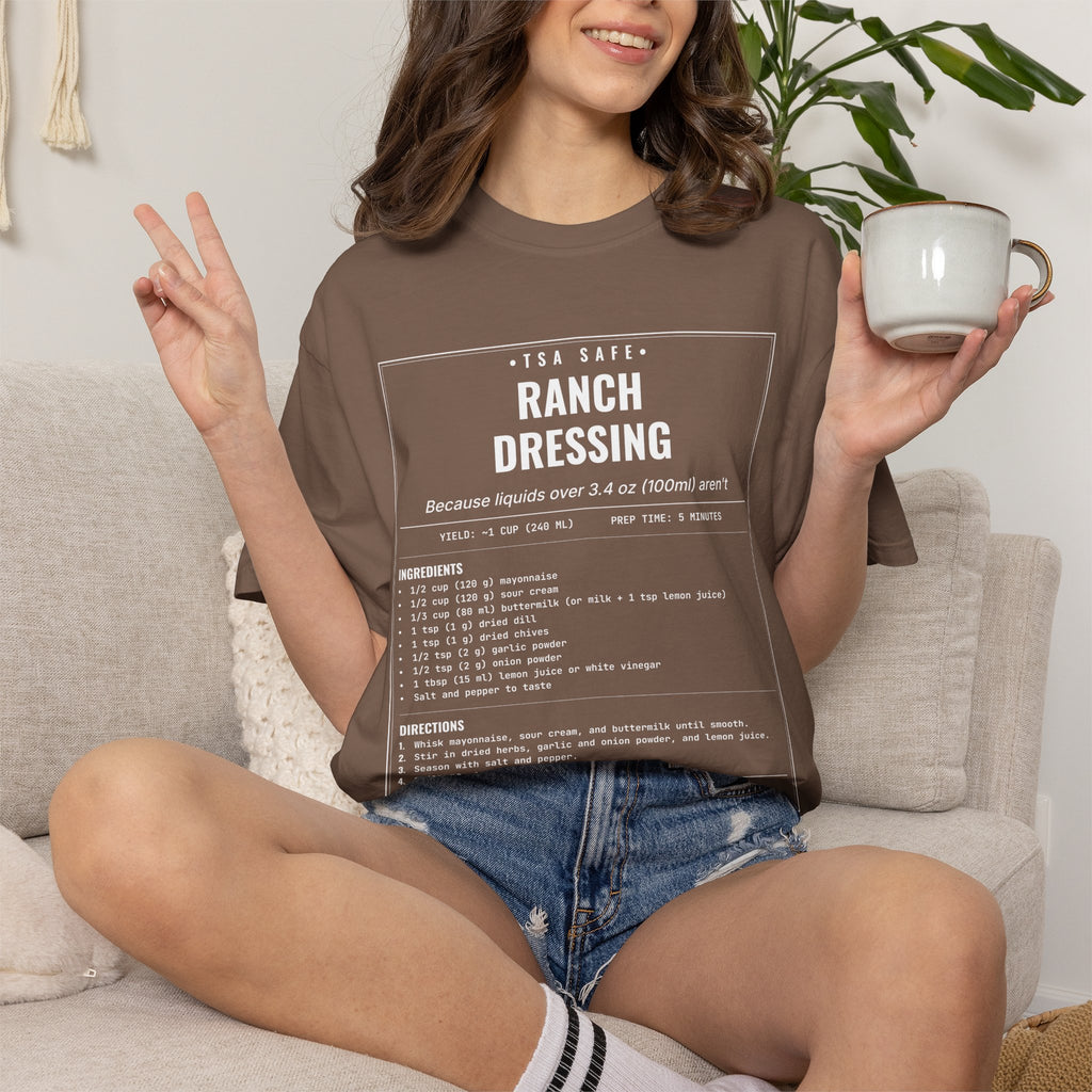 TSA-Safe Ranch Dressing | Vintage Recipe Card T-Shirt — White Ink