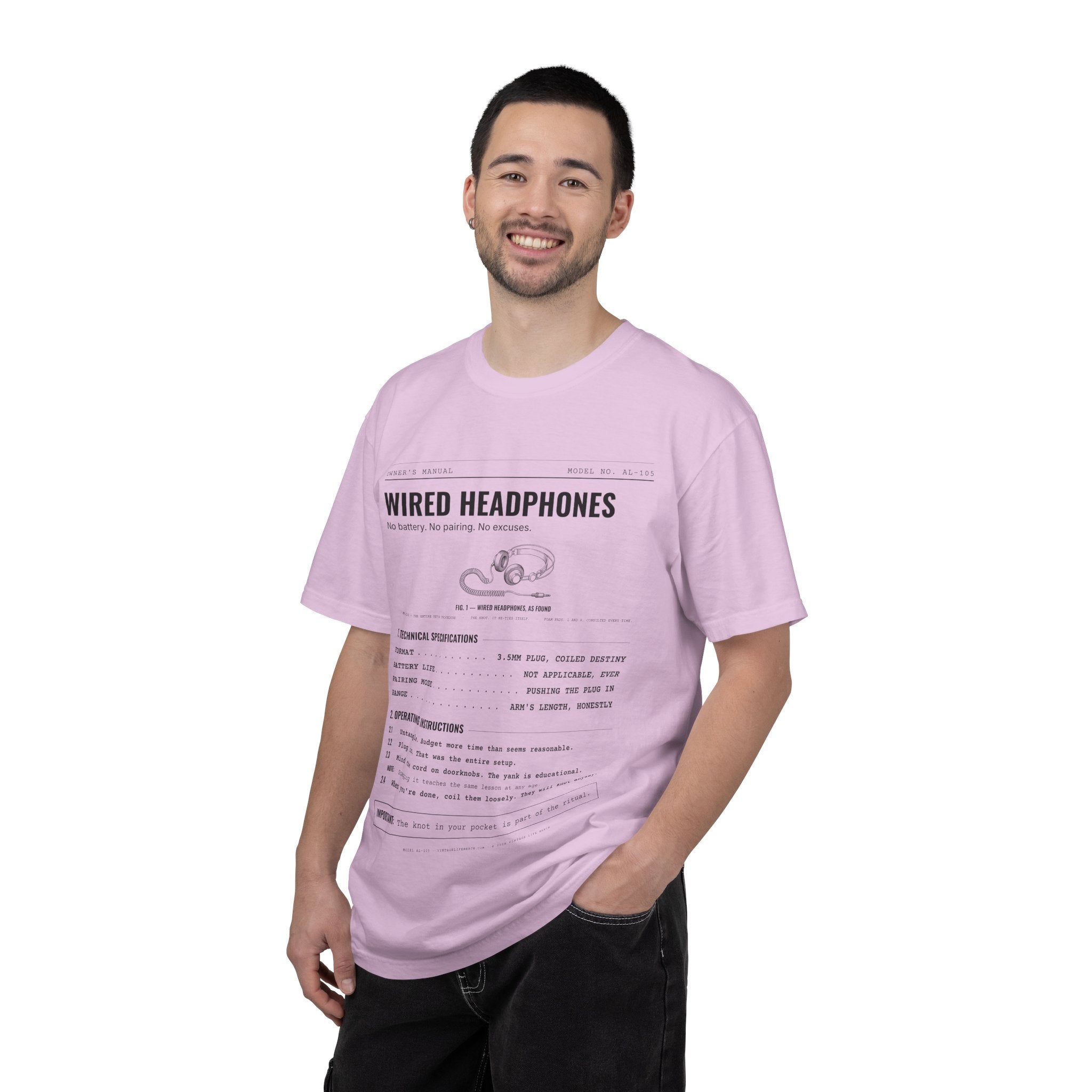 Wired Headphones Spec Sheet Shirt | Analog Life Vintage Tee