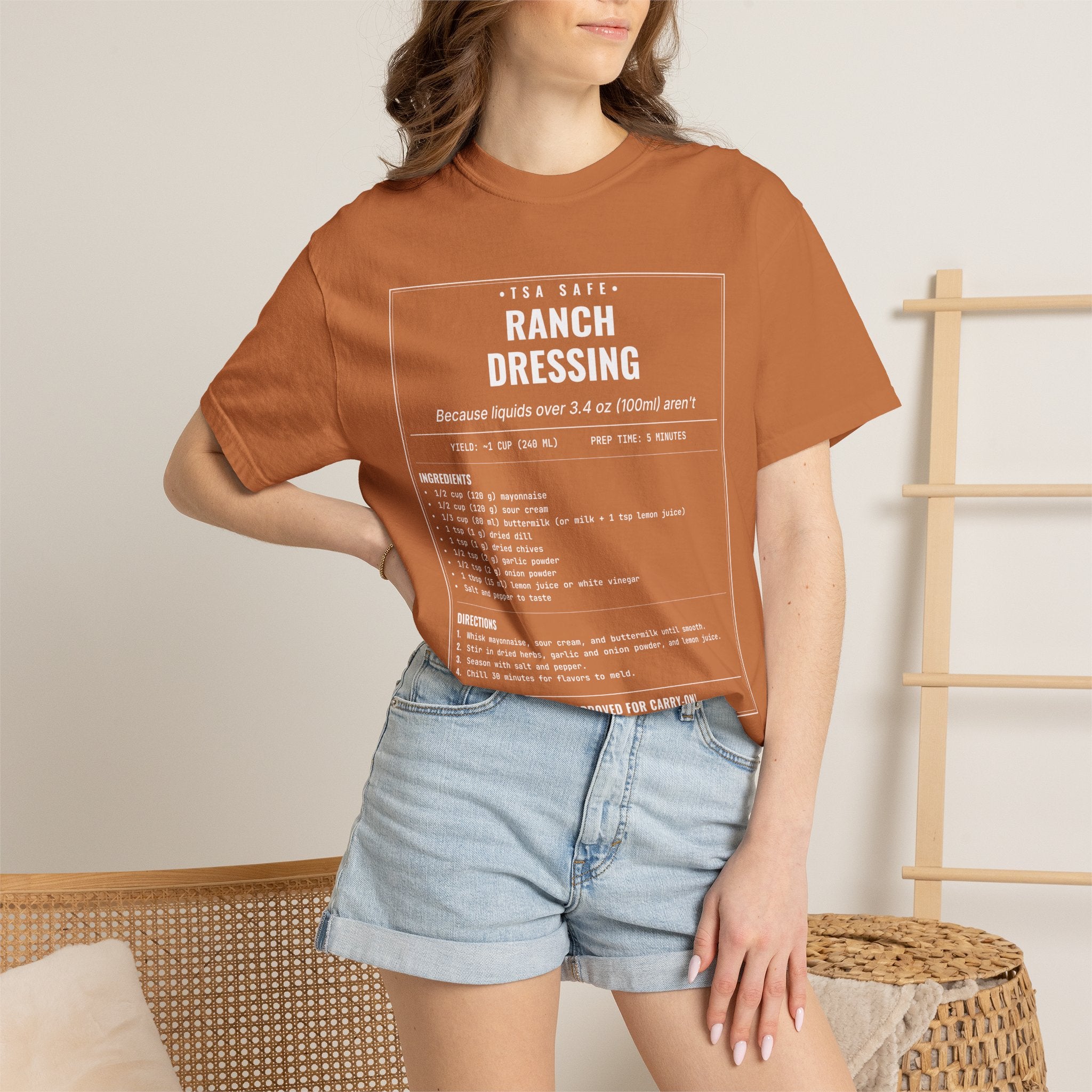 TSA-Safe Ranch Dressing | Vintage Recipe Card T-Shirt — White Ink