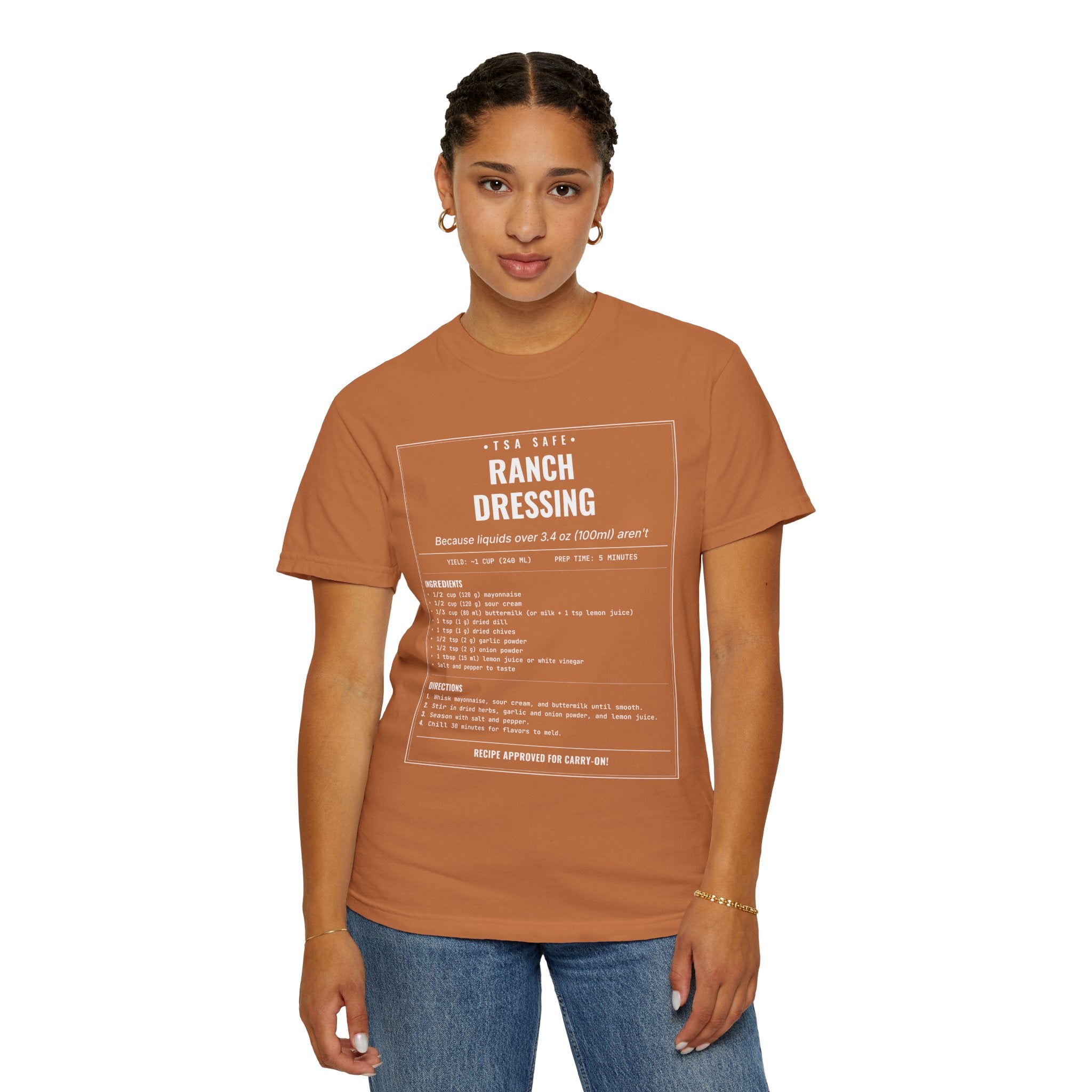 TSA-Safe Ranch Dressing | Vintage Recipe Card T-Shirt — White Ink
