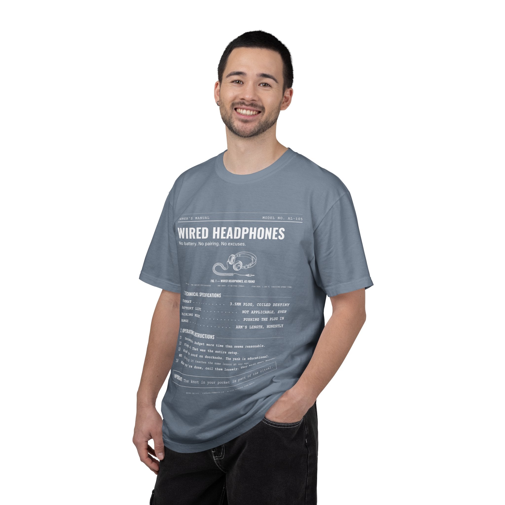 Wired Headphones Spec Sheet Shirt | Analog Life Vintage Tee