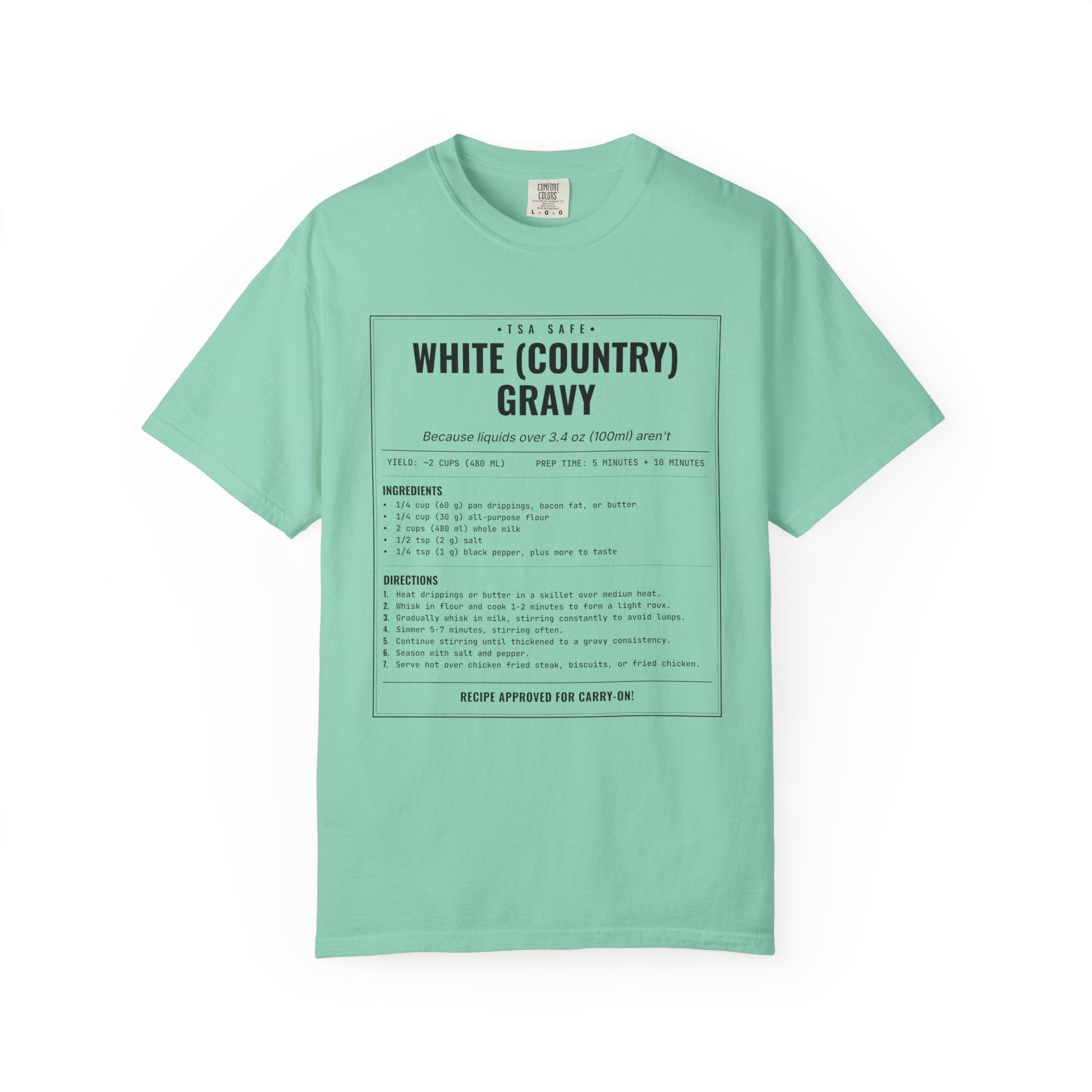 White Country Gravy | Vintage Recipe Card T-Shirt — Black Ink