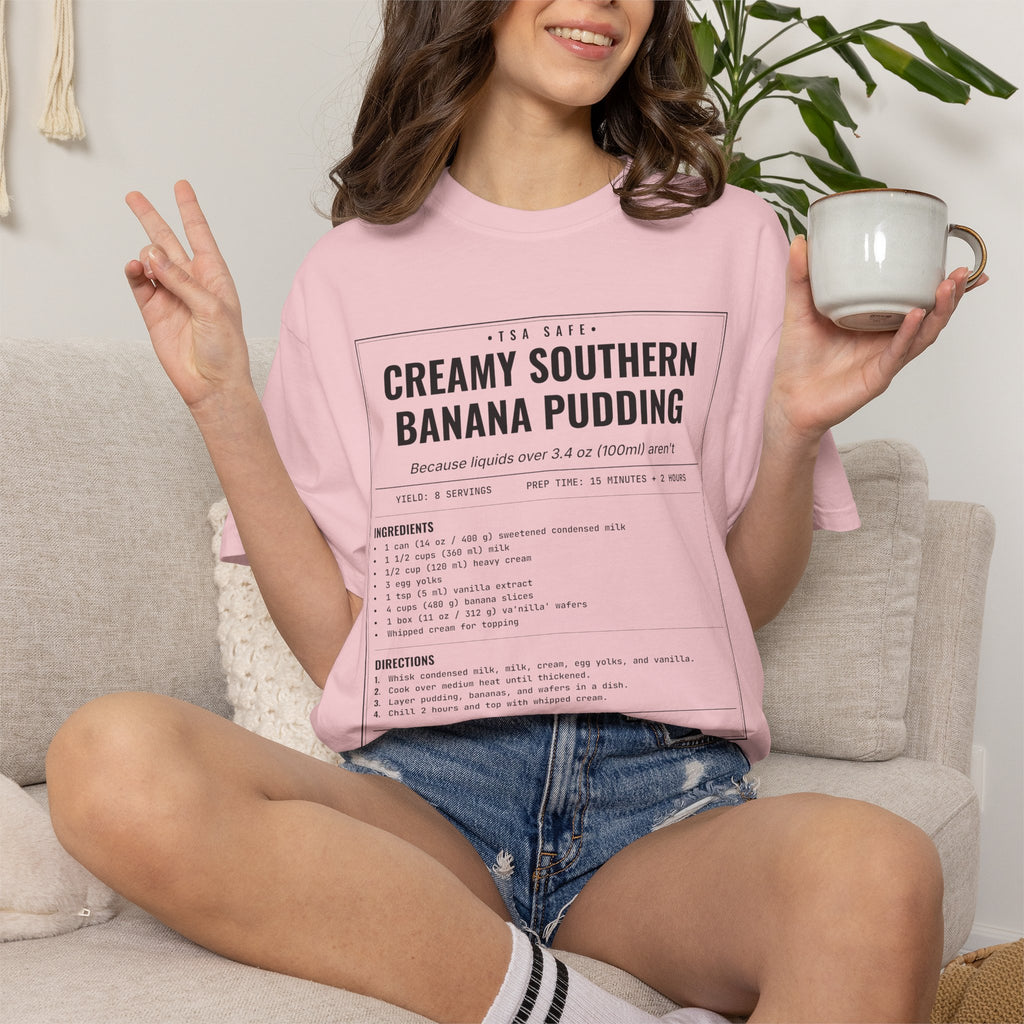 Creamy Southern Banana Pudding | Vintage Recipe Card T-Shirt — Black Ink