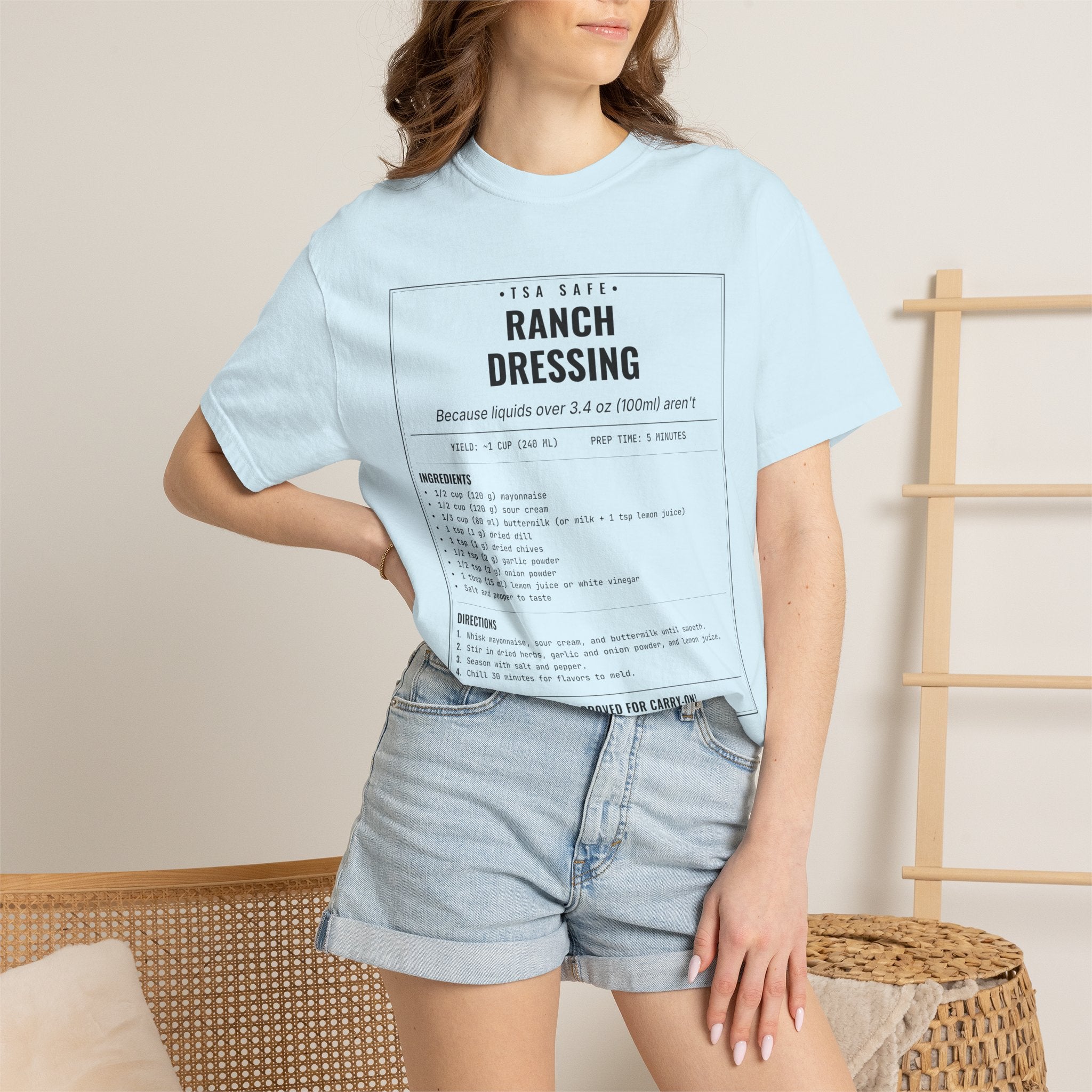 TSA-Safe Ranch Dressing | Vintage Recipe Card T-Shirt — Black Ink