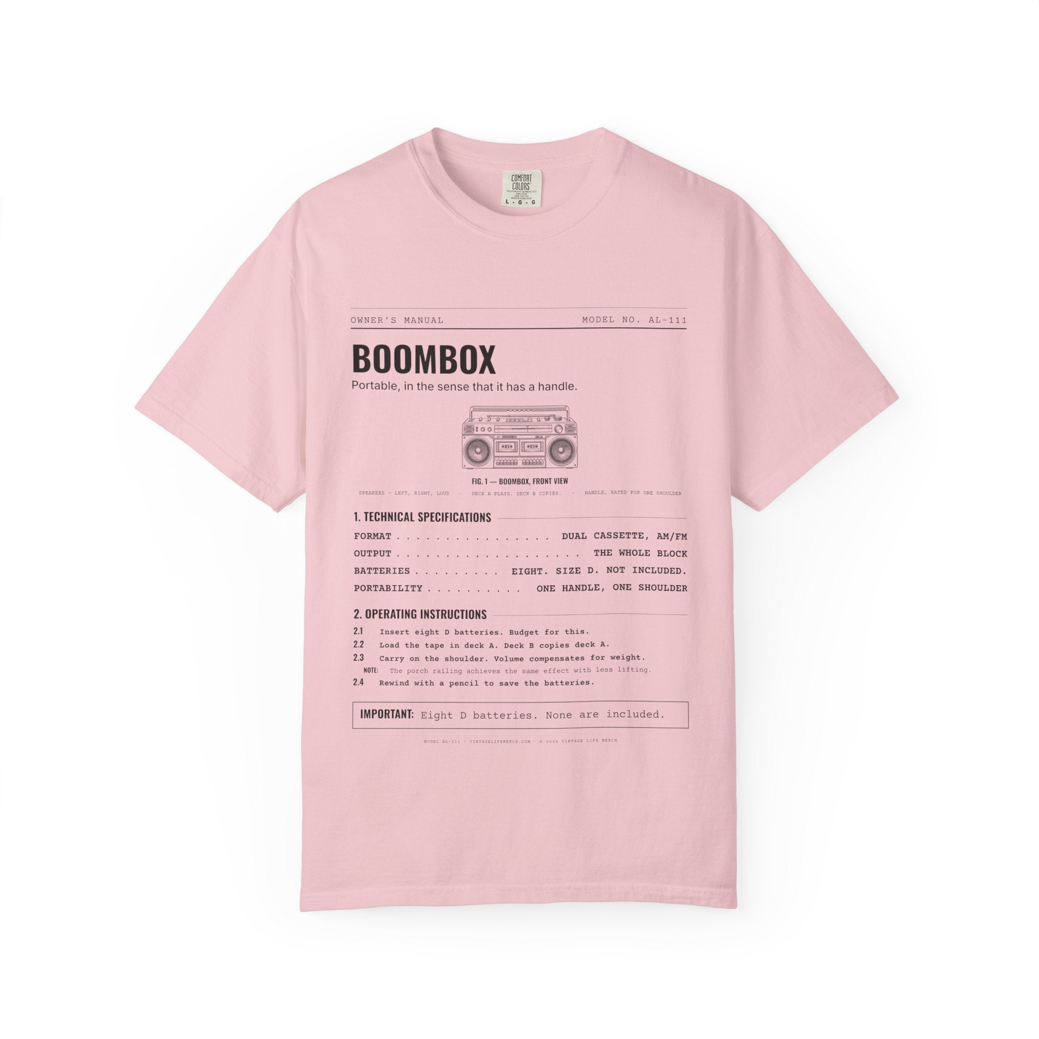 Boombox Spec Sheet Shirt | Analog Life Vintage Tee in Blossom