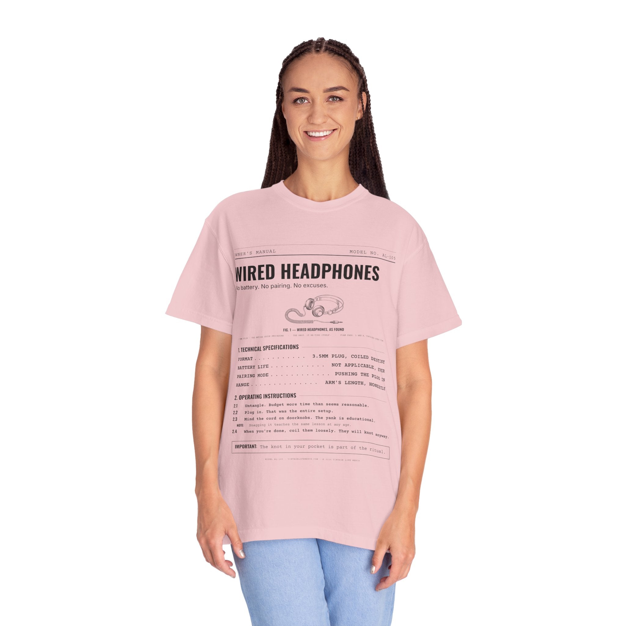 Wired Headphones Spec Sheet Shirt | Analog Life Vintage Tee