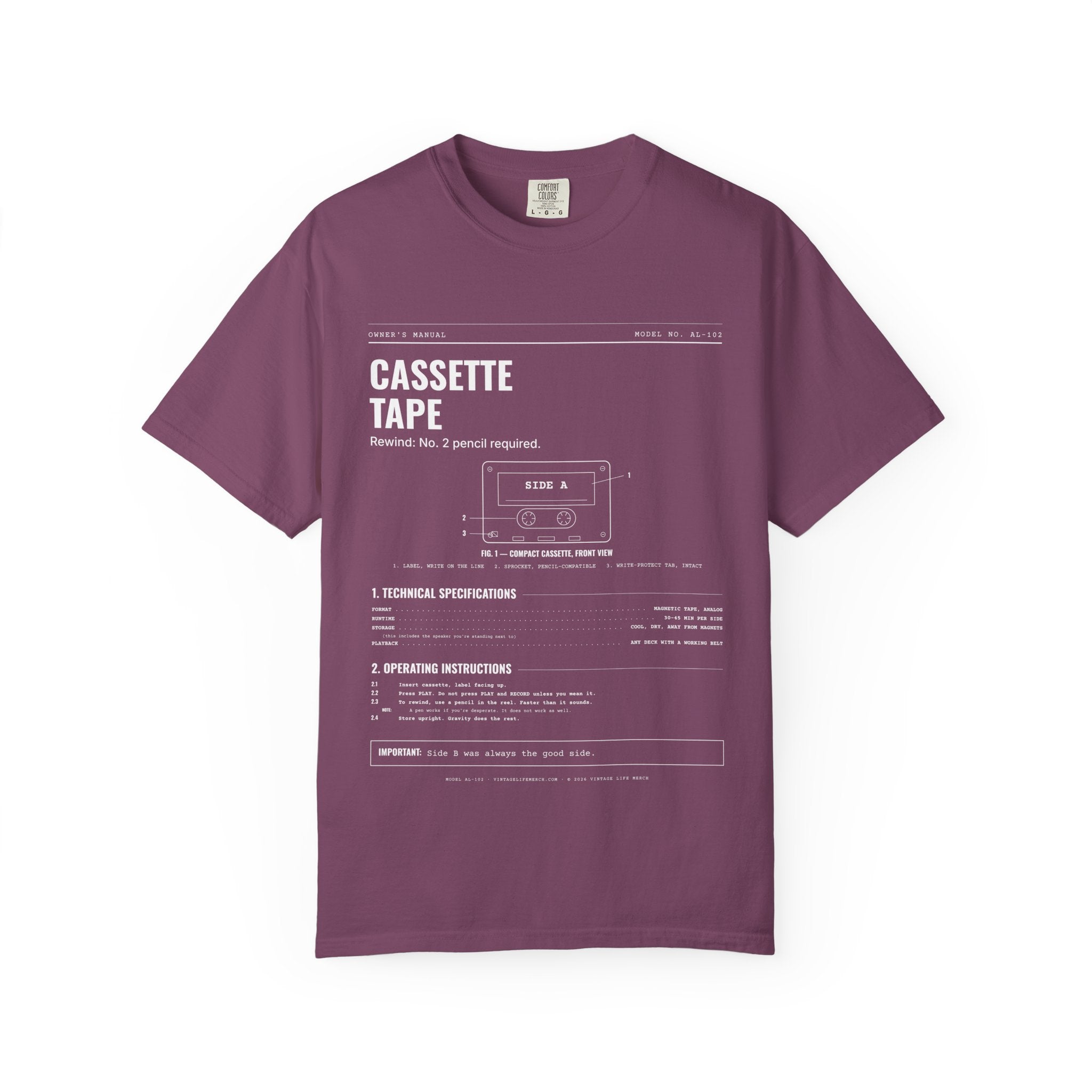 Cassette Tape Spec Sheet Shirt | Analog Life Vintage Tee