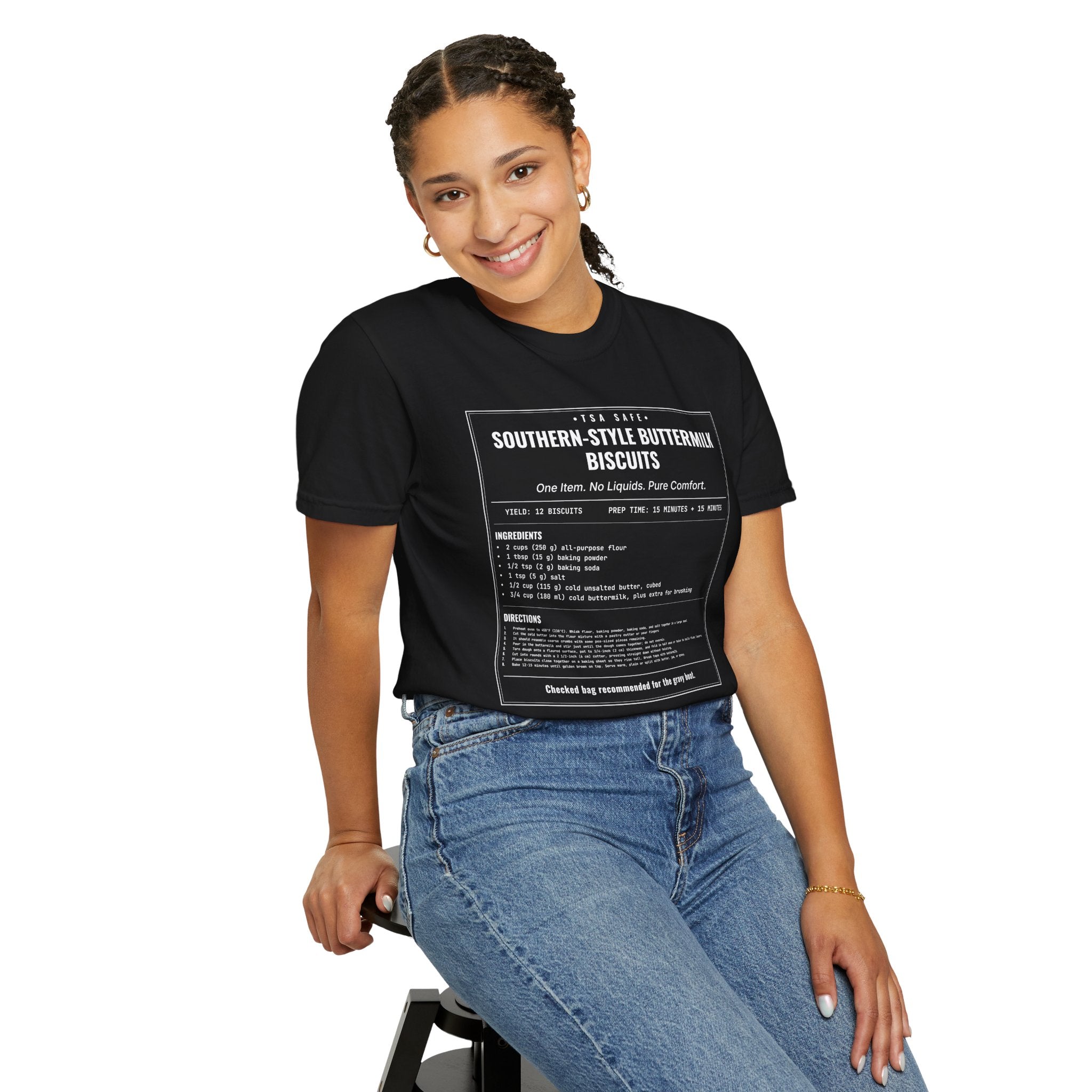 Southern Style Buttermilk Biscuits | Vintage Recipe Card T-Shirt — White Ink