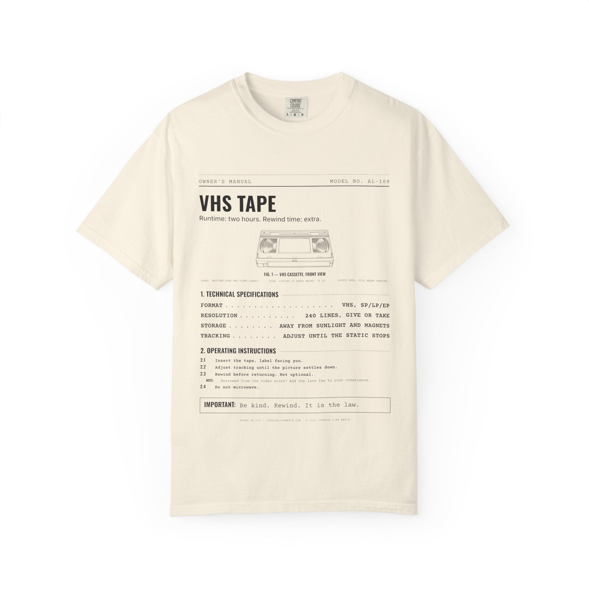 VHS Tape Spec Sheet Shirt | Analog Life Vintage Tee in Ivory