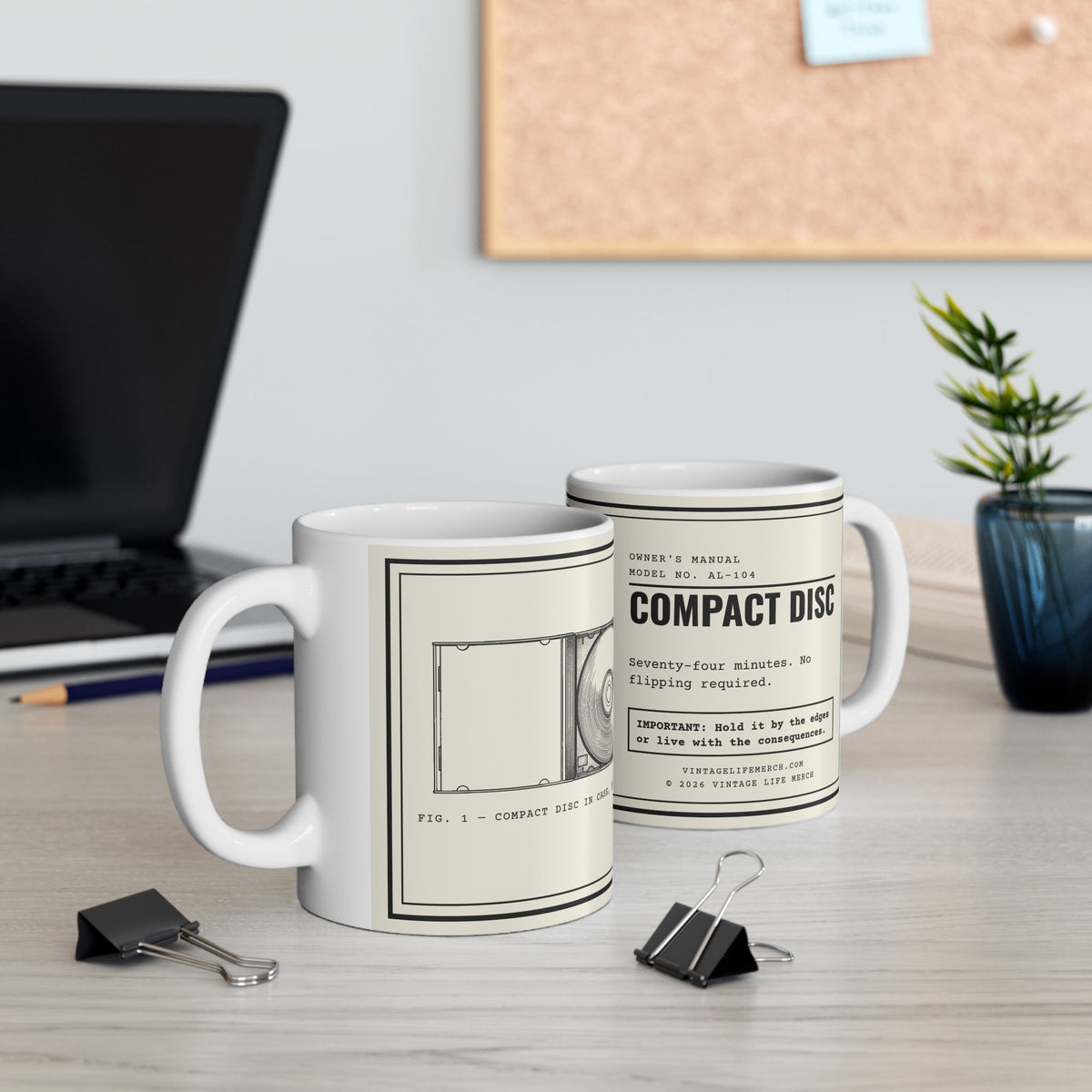 Compact Disc Owner's Manual Mug | Retro Analog Life Coffee Mug in 11oz