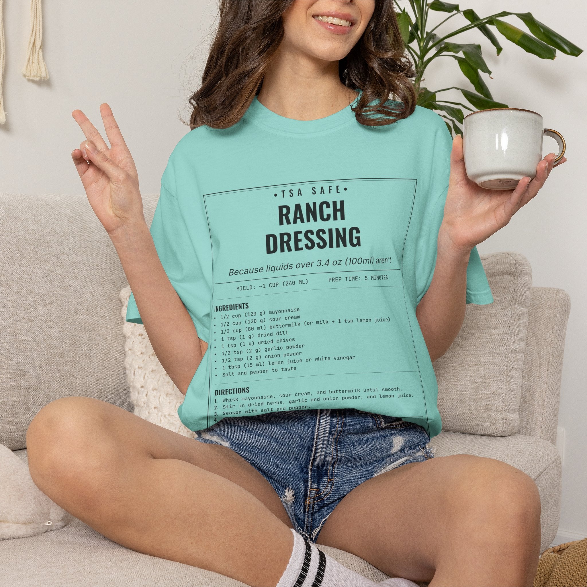 TSA-Safe Ranch Dressing | Vintage Recipe Card T-Shirt — Black Ink