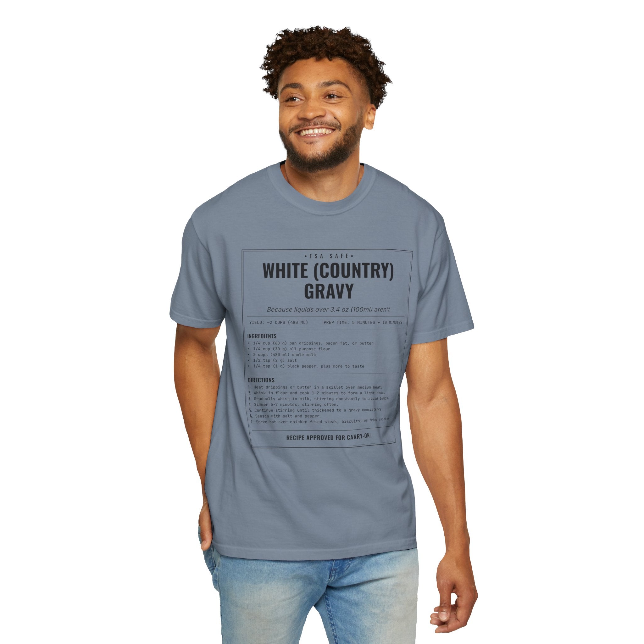 White Country Gravy | Vintage Recipe Card T-Shirt — Black Ink