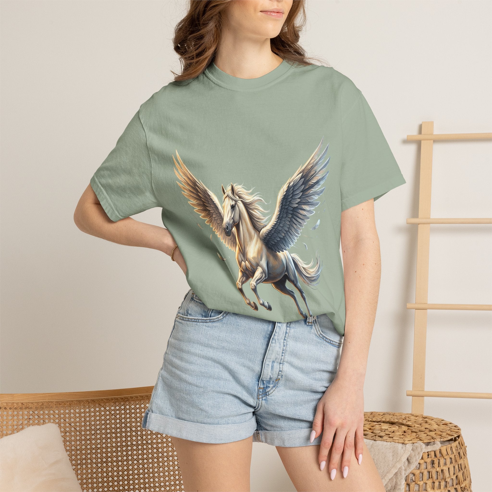 Majestic Pegasus Illustration T-shirt | Flying Horse Graphic Tee
