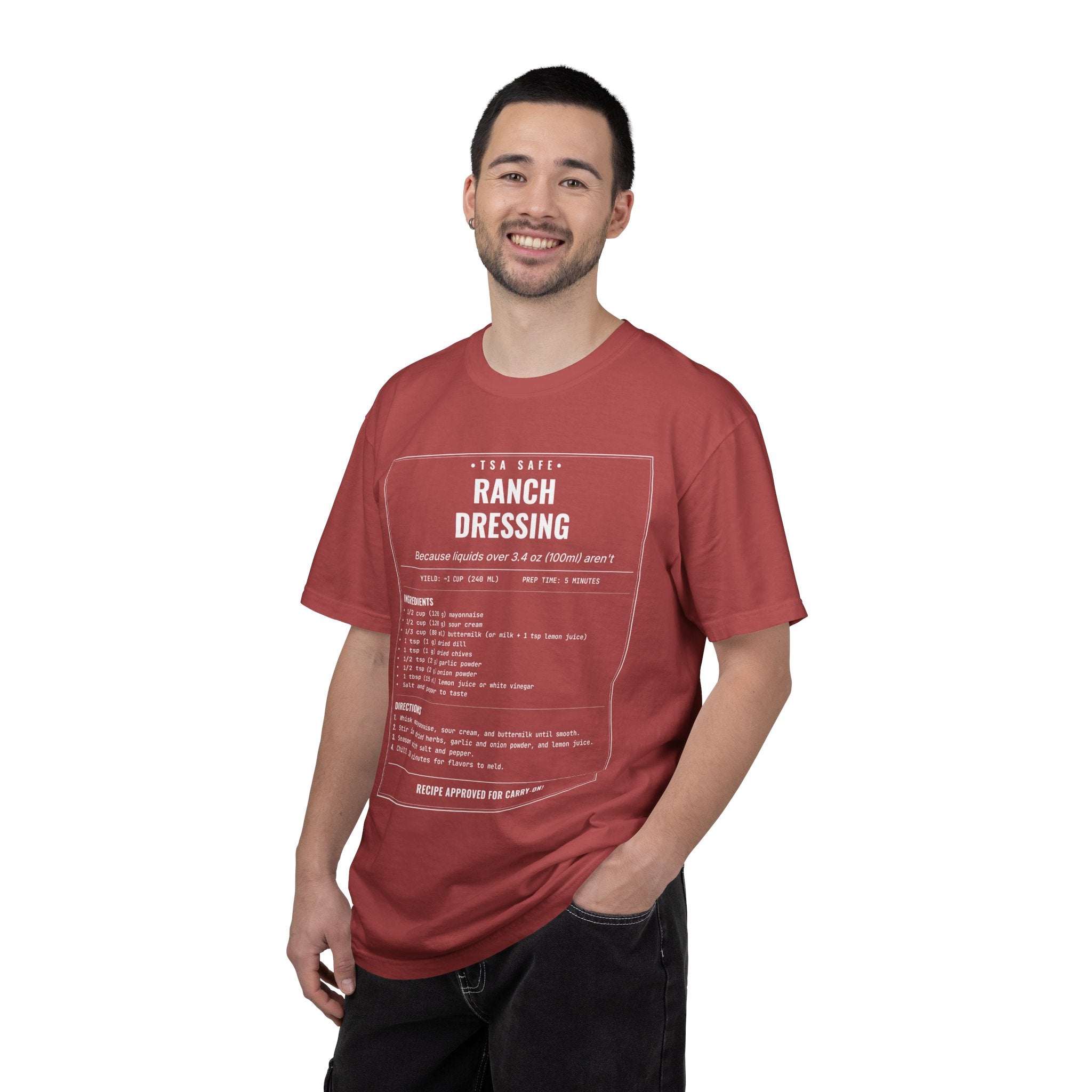 TSA-Safe Ranch Dressing | Vintage Recipe Card T-Shirt — White Ink