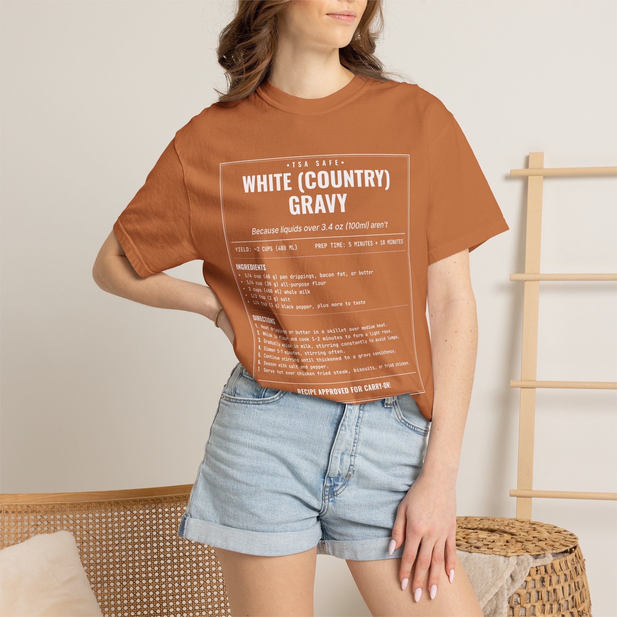 White Country Gravy | Vintage Recipe Card T-Shirt — White Ink