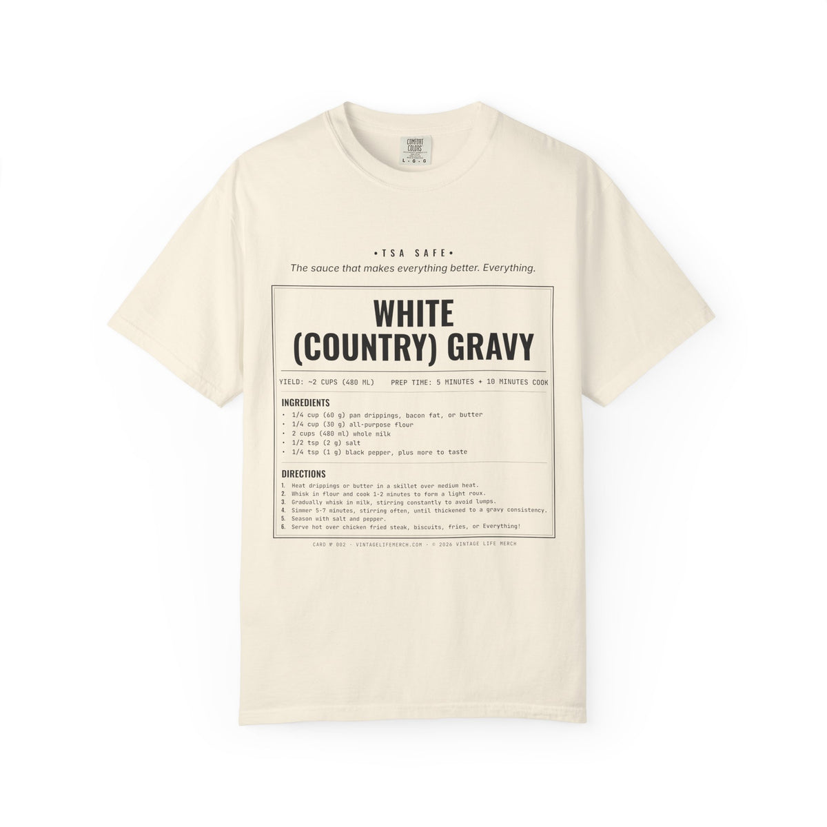 White Country Gravy Recipe Shirt | Southern Vintage Tee in Ivory