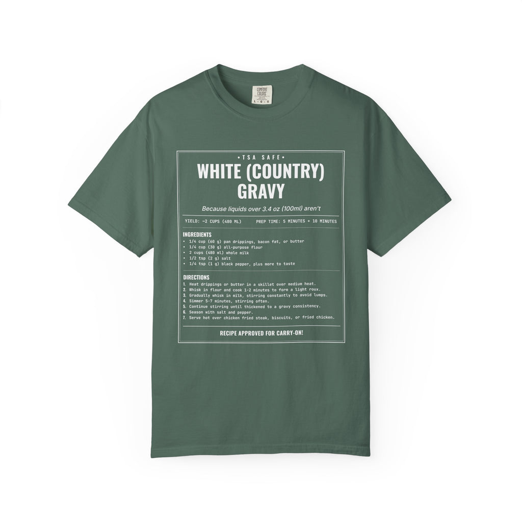 White Country Gravy | Vintage Recipe Card T-Shirt — White Ink