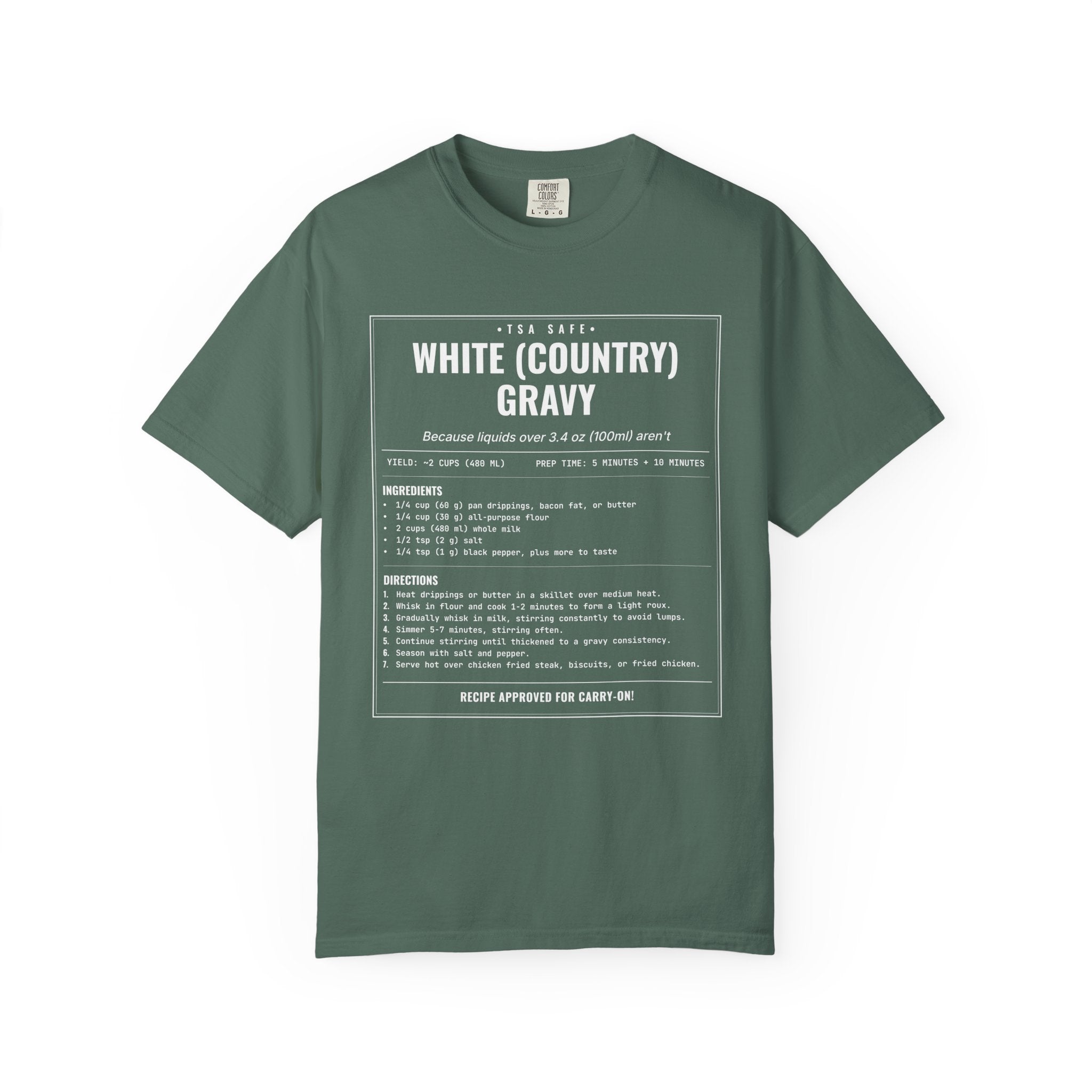 White Country Gravy | Vintage Recipe Card T-Shirt — White Ink